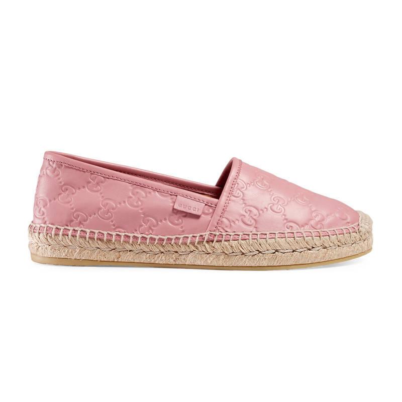 Gucci Signature Leather Espadrille in Light Pink (Pink) - Lyst