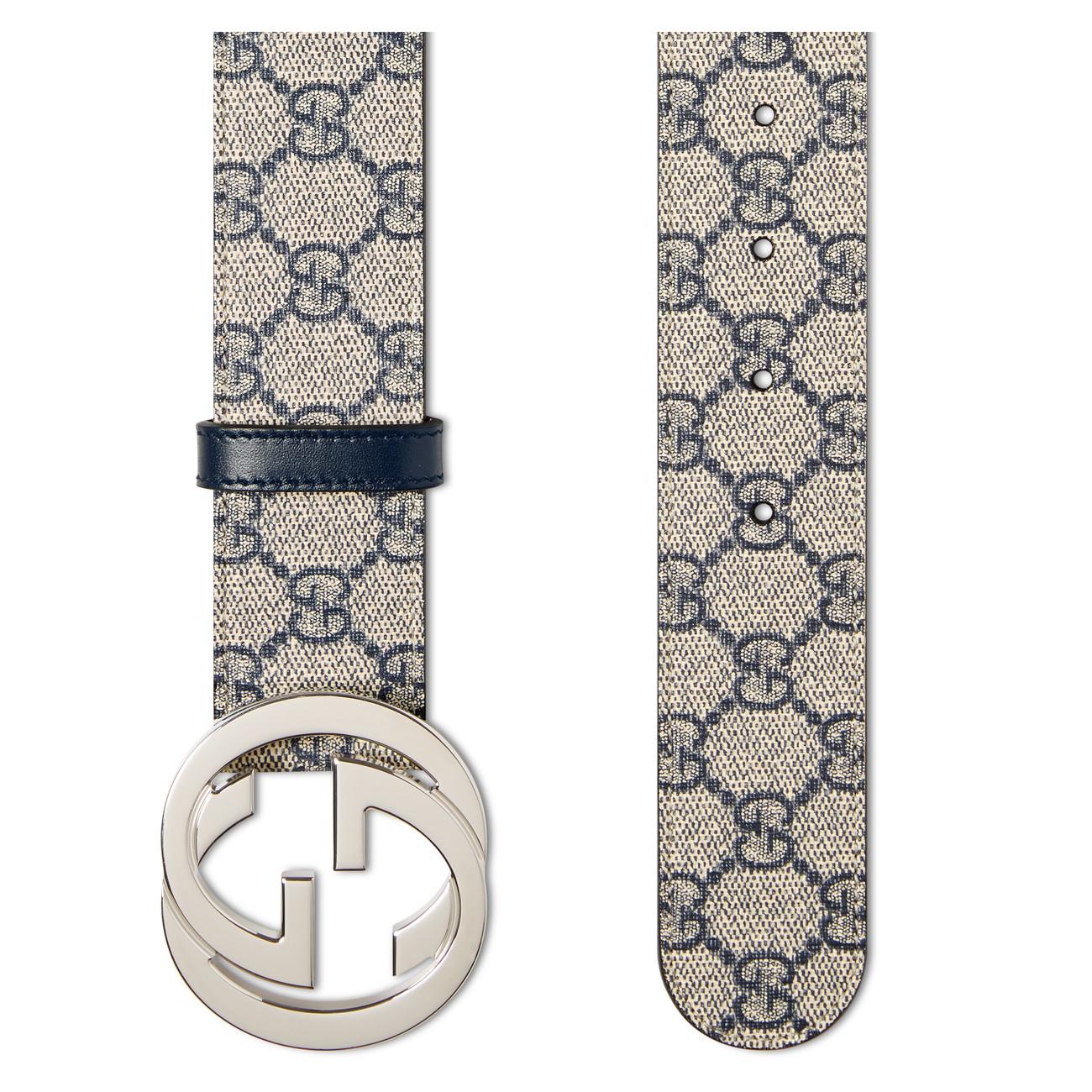 Gucci Canvas GG Supreme Belt With G Buckle in Blue for Men - Lyst