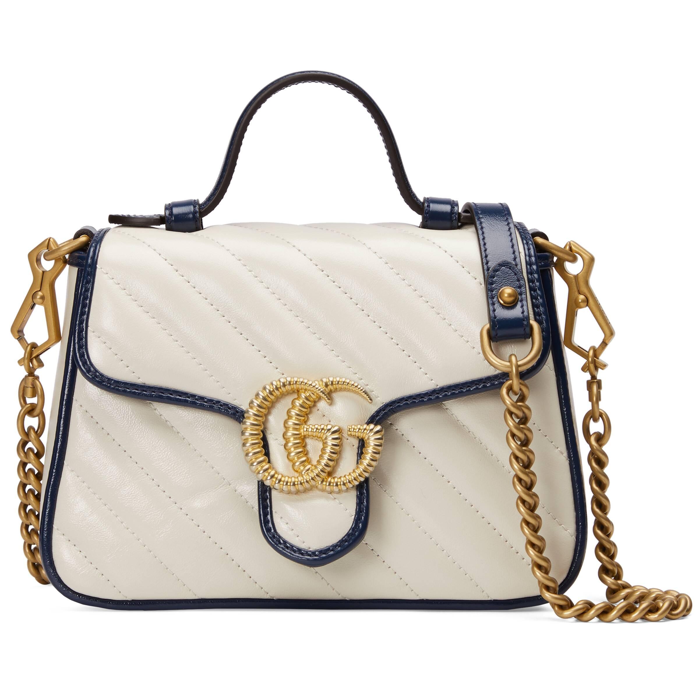 gg marmont small top handle bag white