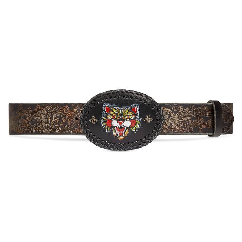 Gucci Printed Leather Belt With Painted 