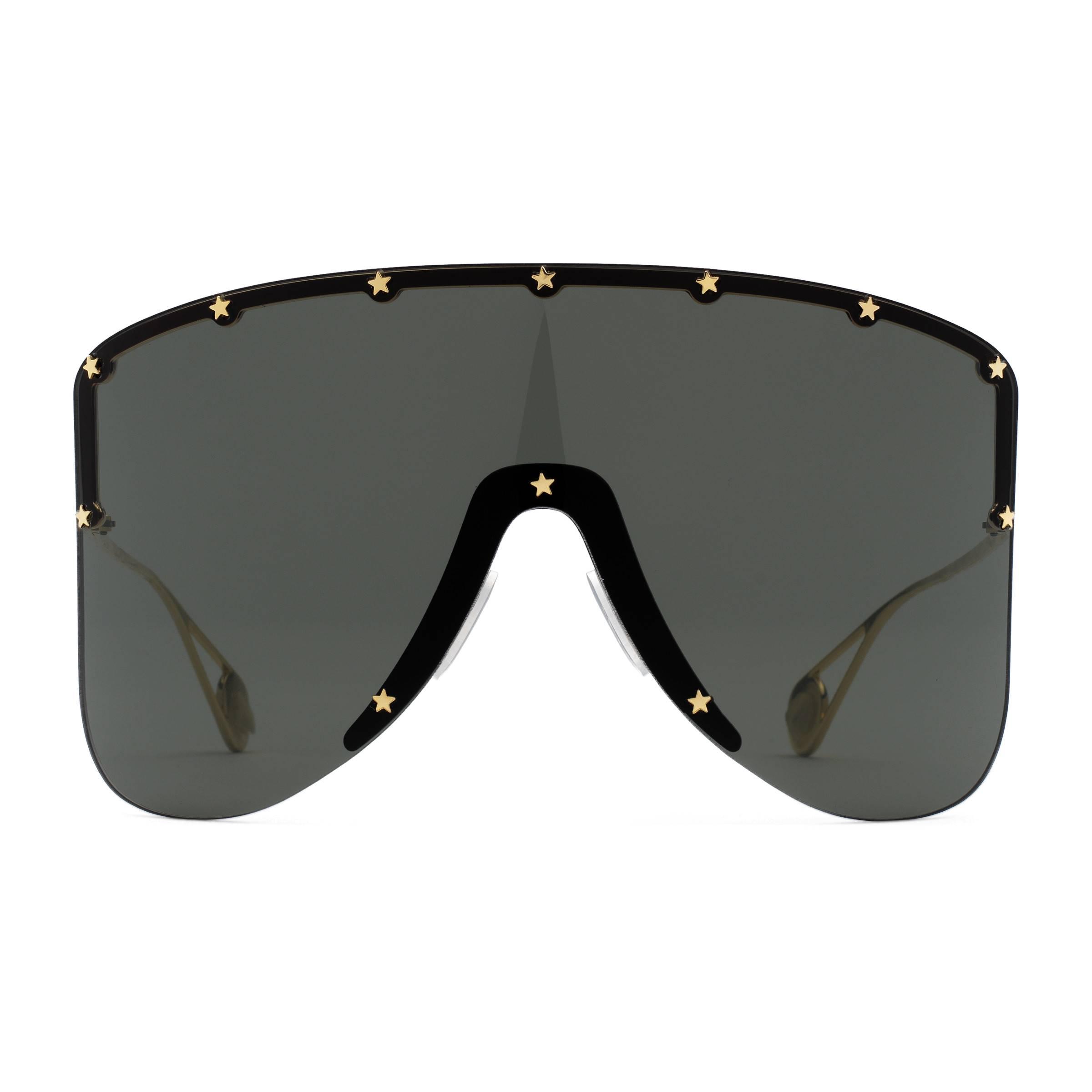 Occhiali da sole a mascherina con rivetti a stellaGucci in Satin da Uomo  colore Nero | Lyst