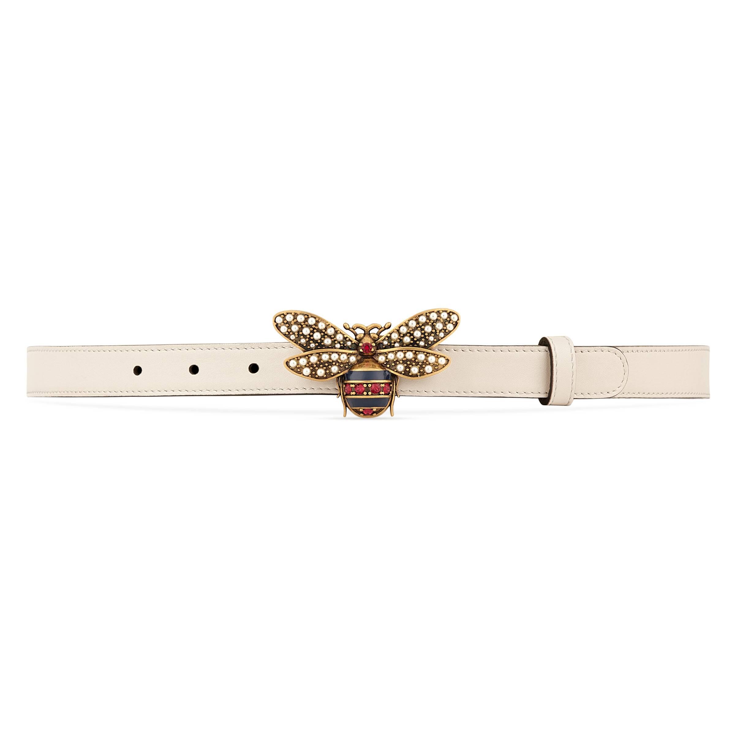 Gucci Queen Margaret Leather Belt in White | Lyst