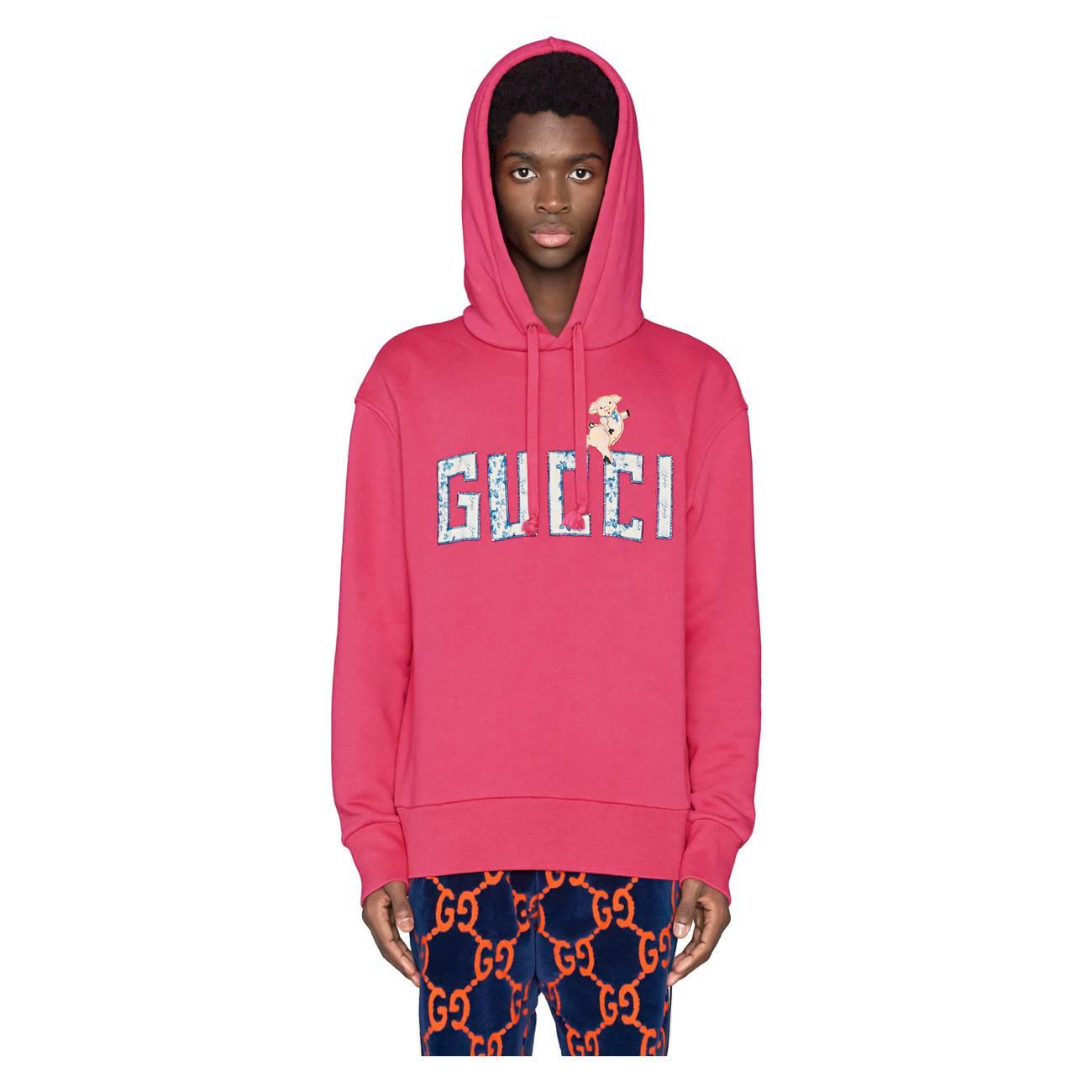 Gucci Piglet Long Sleeve Hooded Sweatshirt in Pink for Men | Lyst