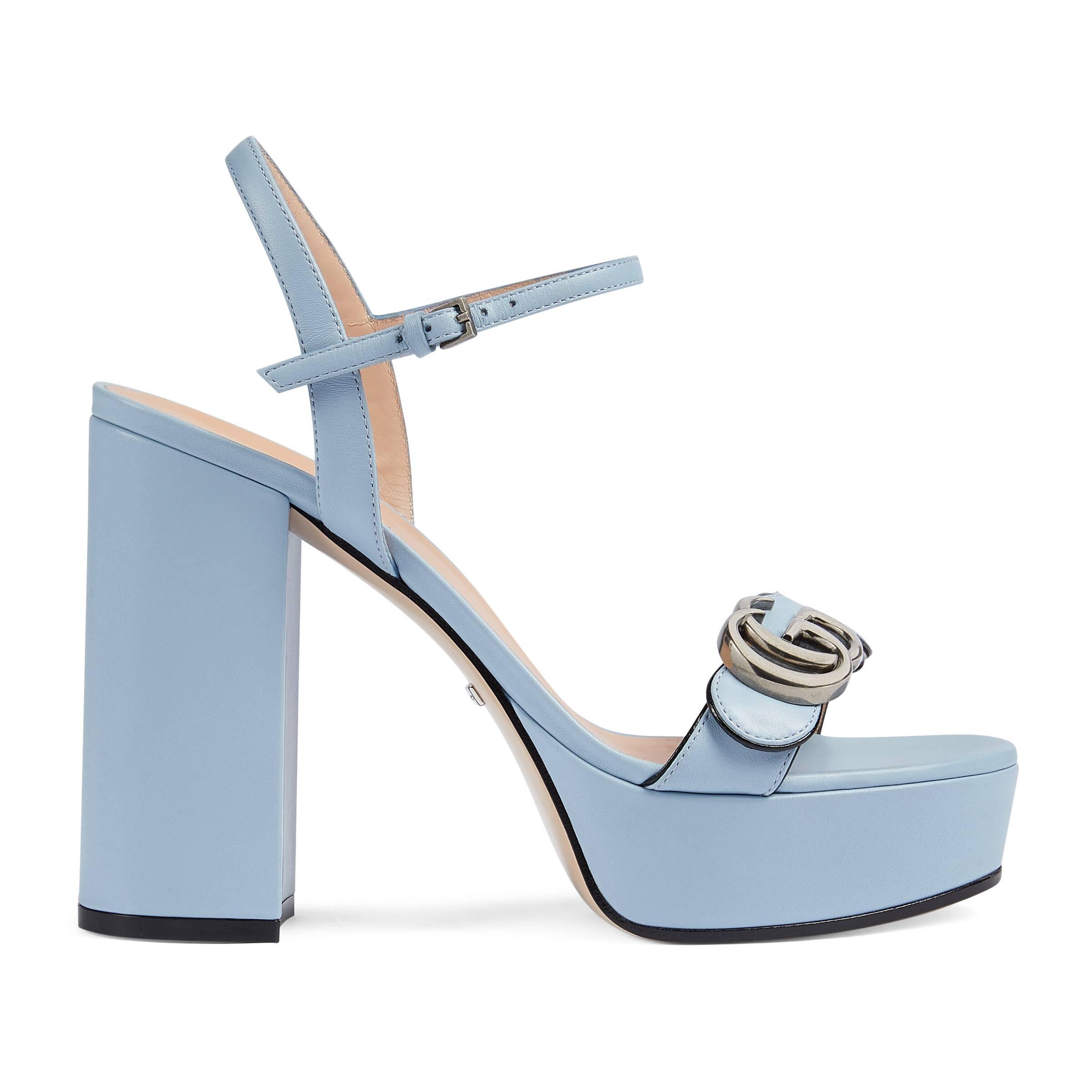 Sandalia de plataforma con Doble G para mujer Gucci de color Azul | Lyst