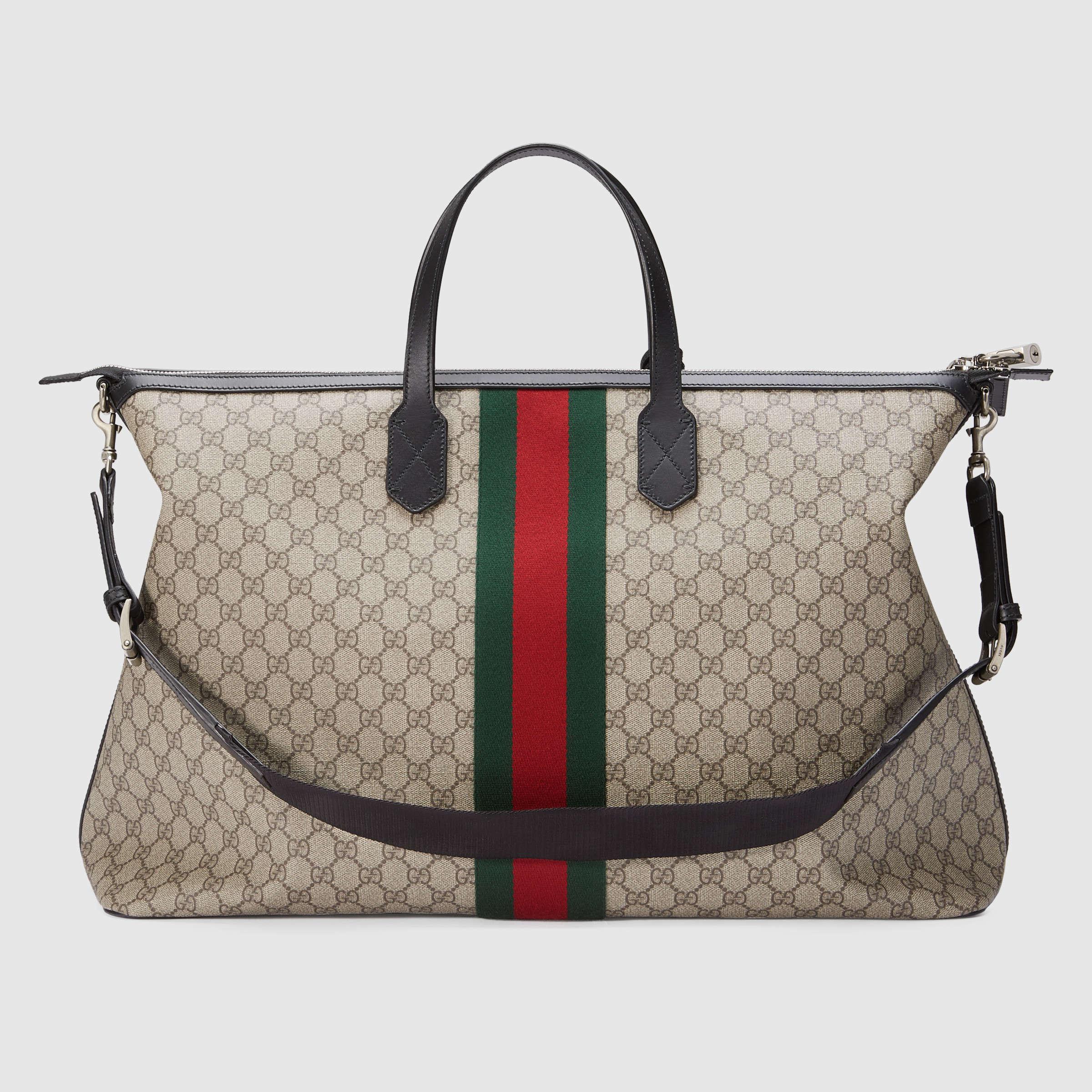 Gucci Web GG Supreme Duffel Bag in Gray