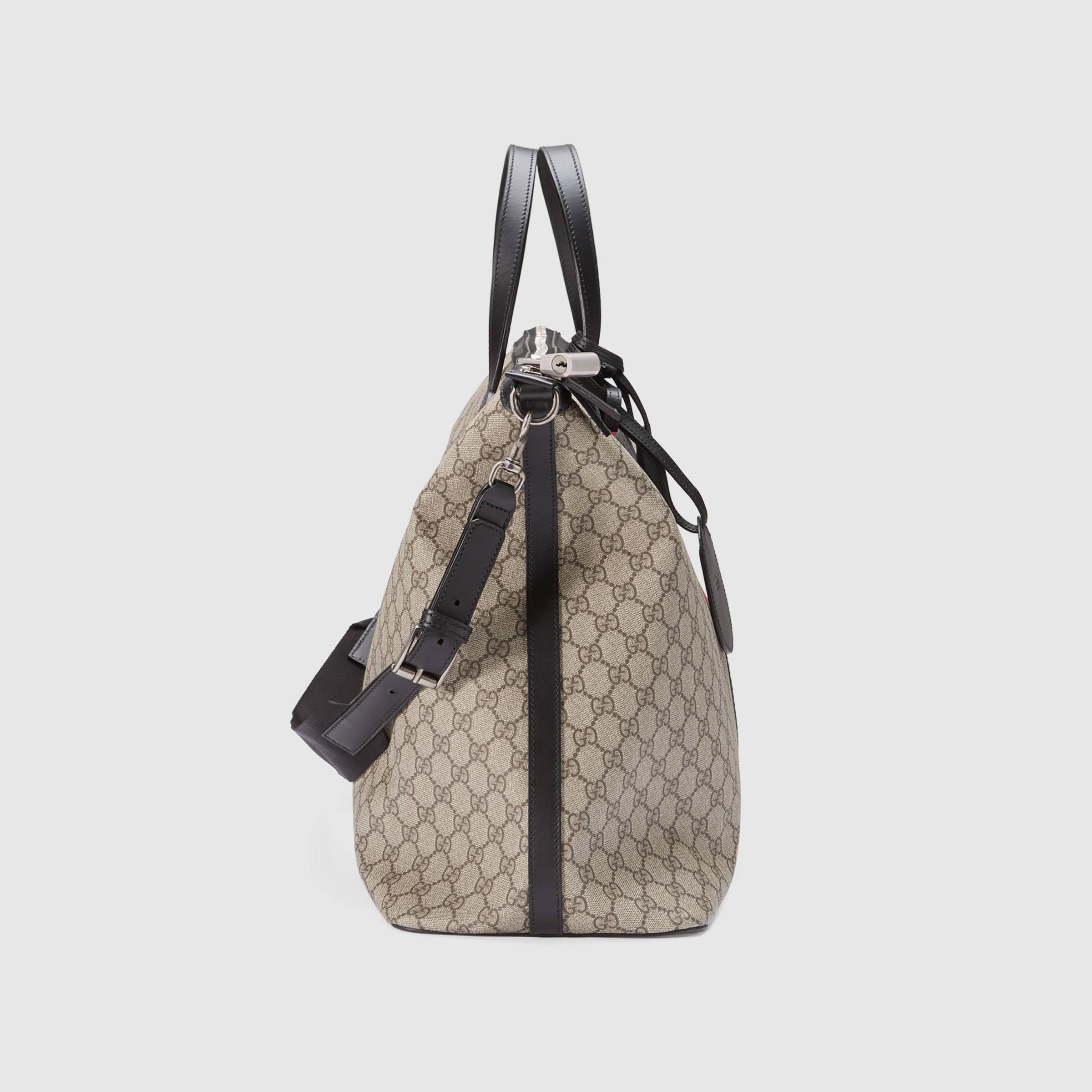 Shop GUCCI GG Supreme 2023-24FW Large duffle bag with Web (758664FACK79768)  by Bellaroseus