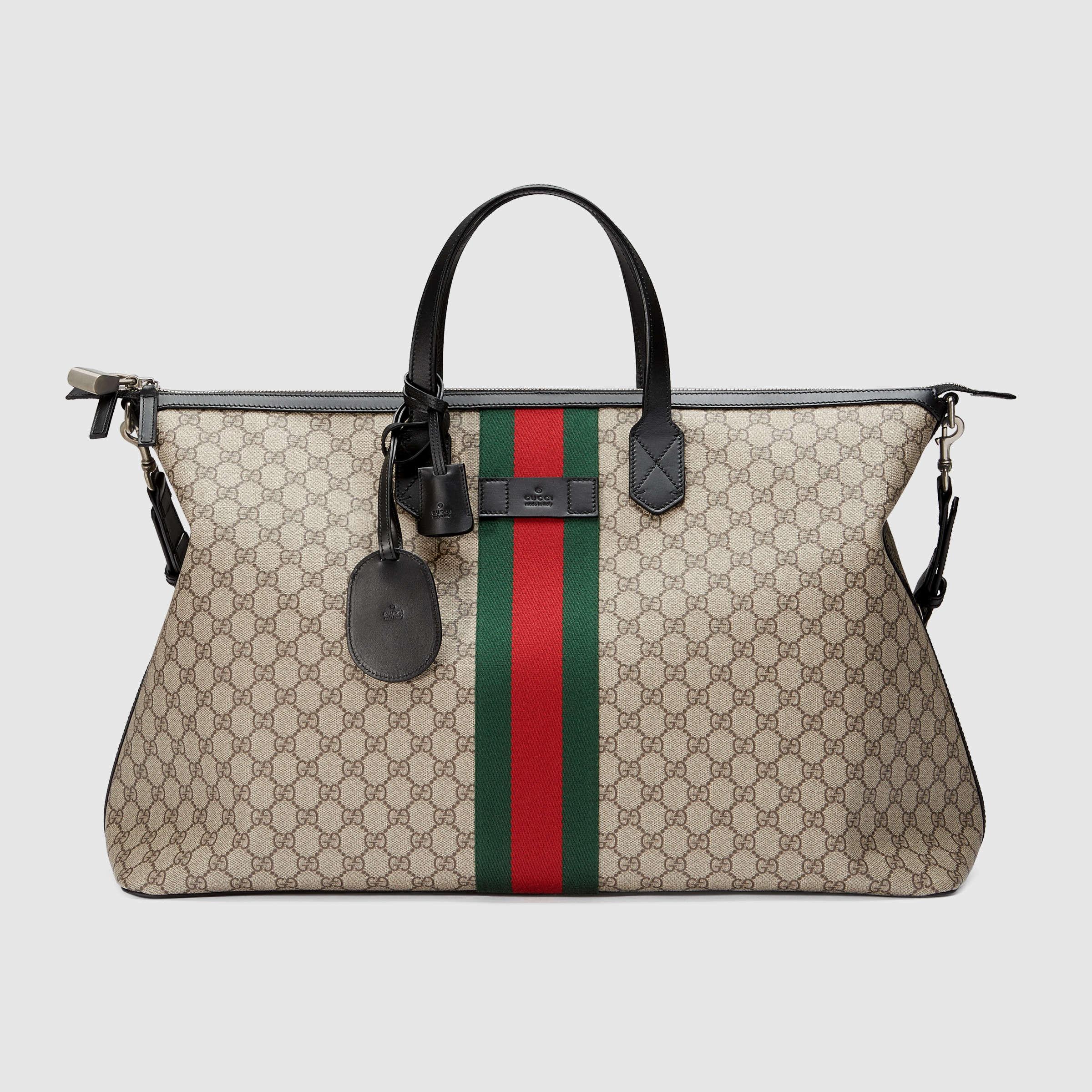 Lyst - Gucci Web GG Supreme Duffel Bag in Gray