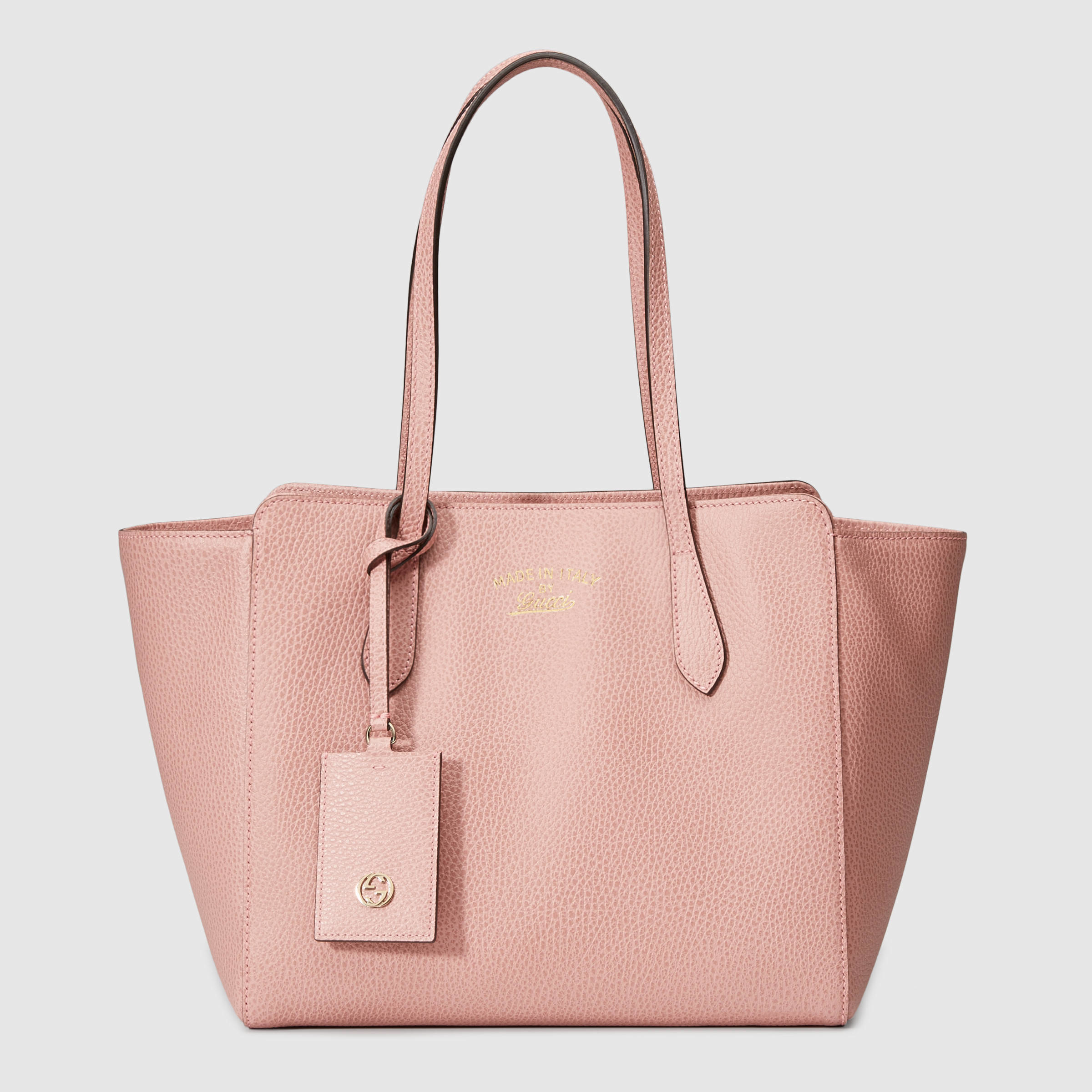 Gucci Swing Small Leather Tote in Blue (soft pink leather) | Lyst