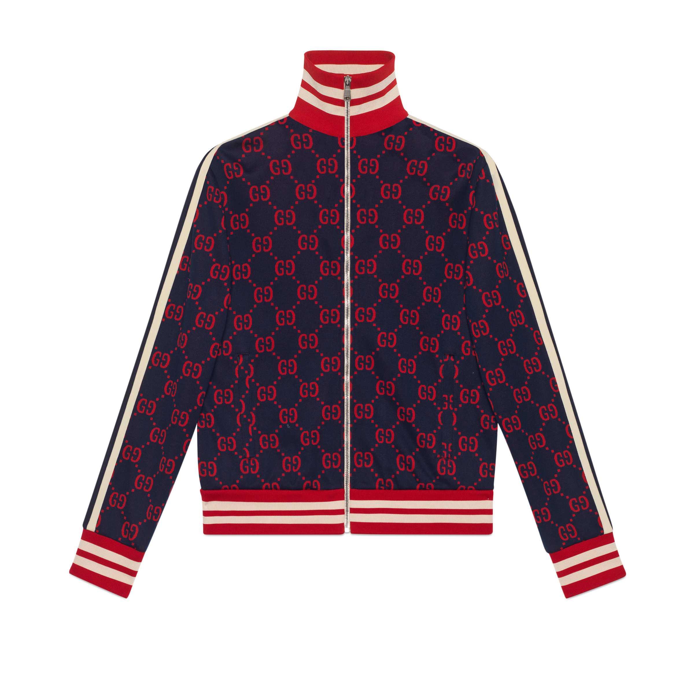 Gucci GG Jacquard Cotton Jacket in Blue/ Red (Blue) for Men | Lyst Australia