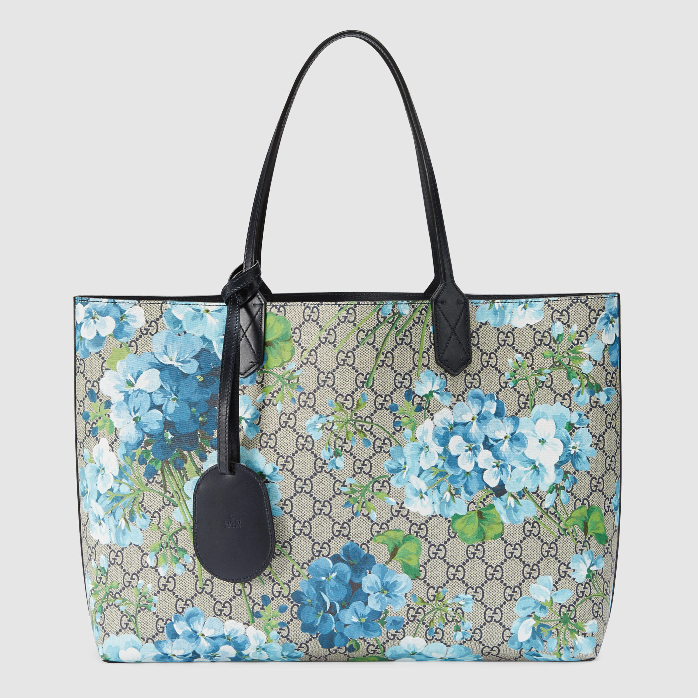 Gucci Reversible Gg Blooms Leather Tote in Floral (blue leather) | Lyst