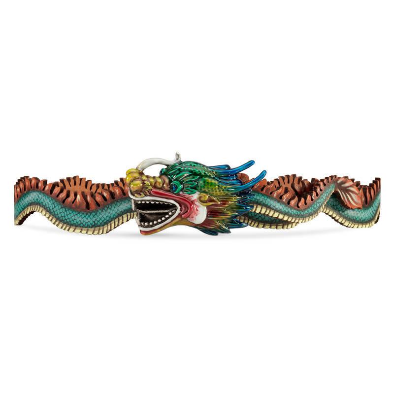 Gucci Leather Belt With Dragon Buckle in Green for Men | Lyst