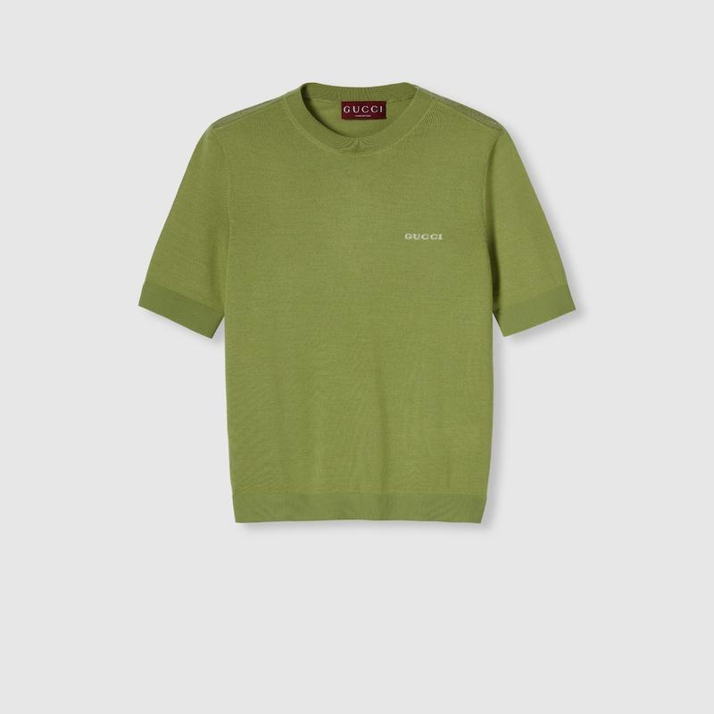 Authentic Gucci Short Sleeve Knit Cashmere Wool Silk Color