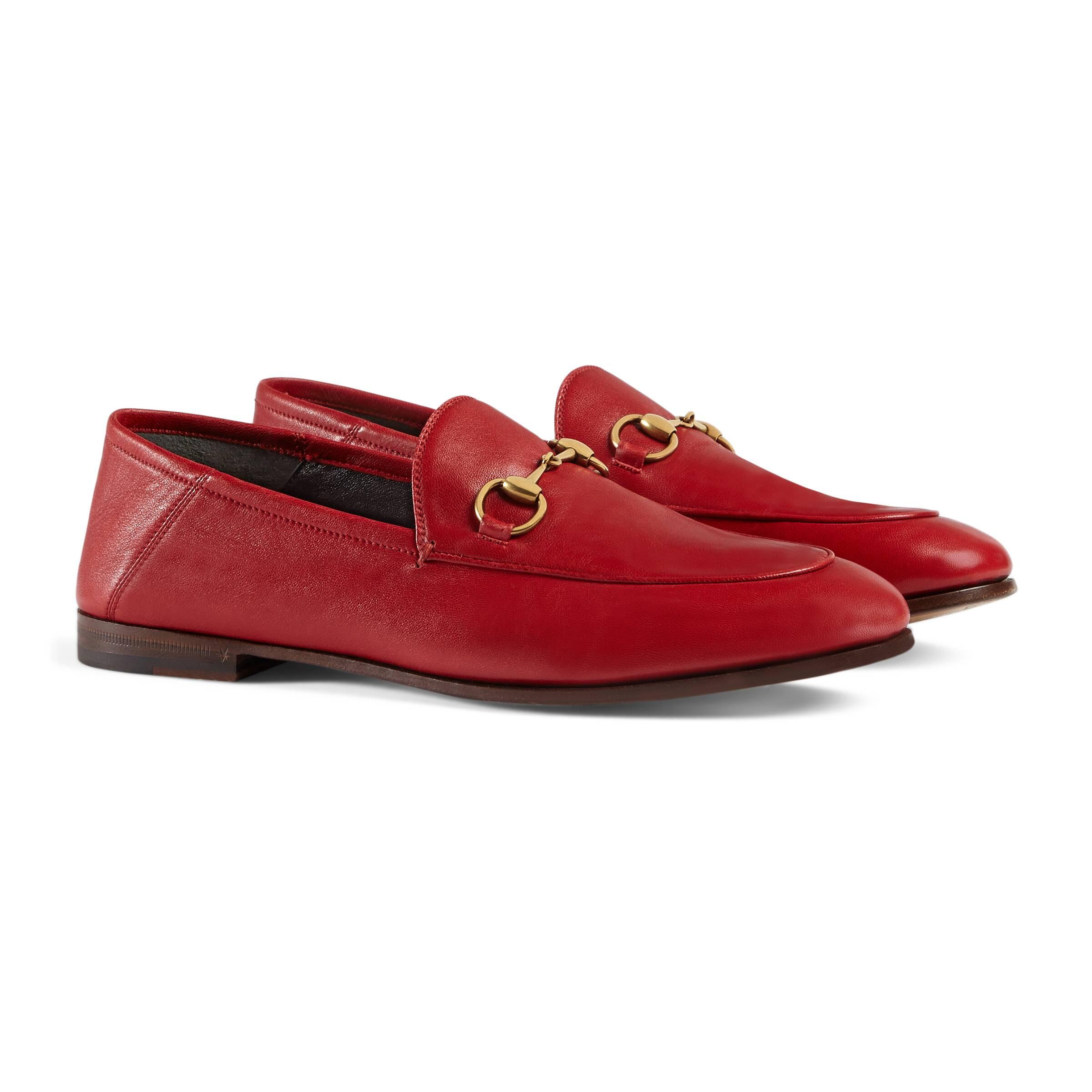 Gucci Leather Horsebit Loafer in Red Leather (Red) Lyst