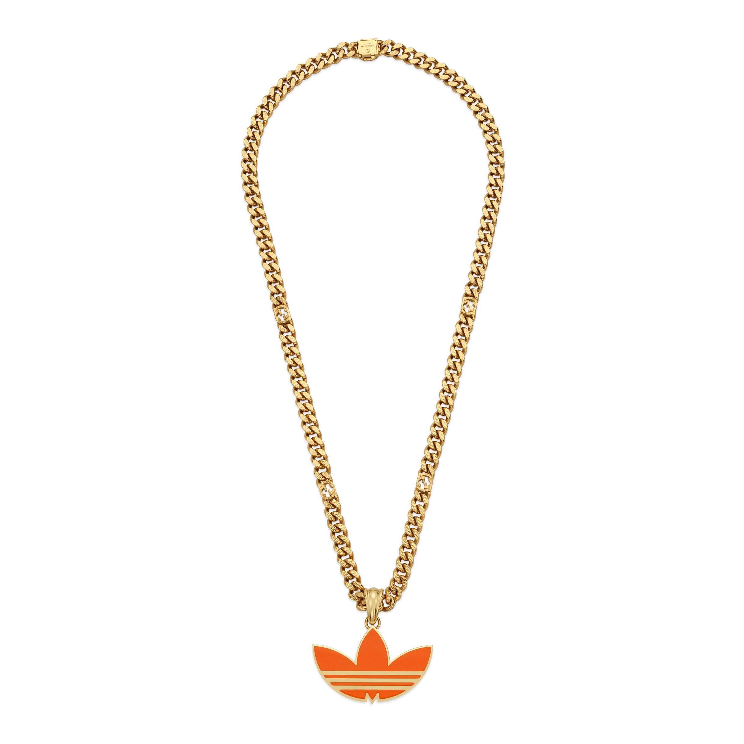 Gucci Adidas X Gourmette Necklace With Enamel Trefoil Pendant in Metallic |  Lyst
