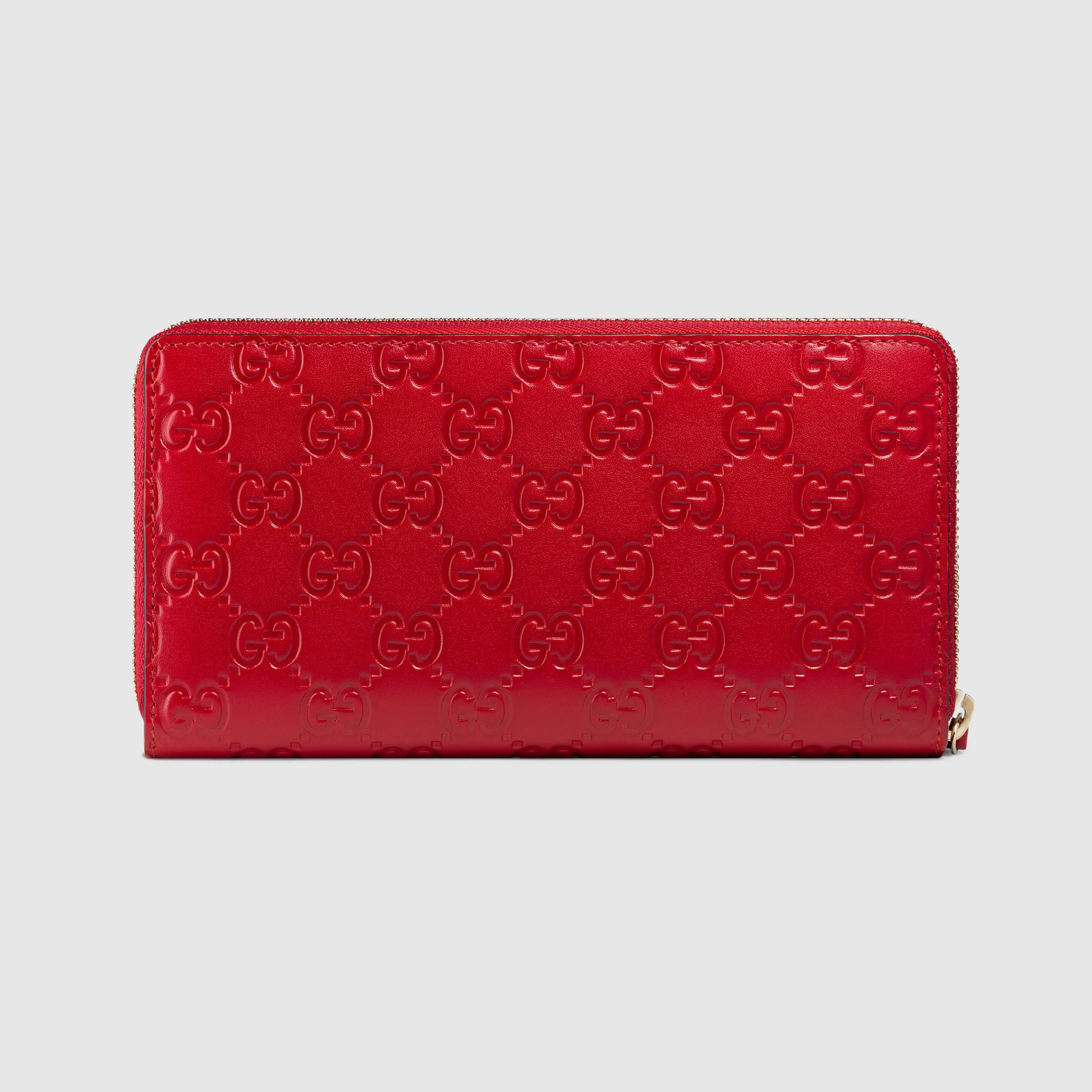 Gucci Leather Bow Signature Continental Wallet in Red - Lyst