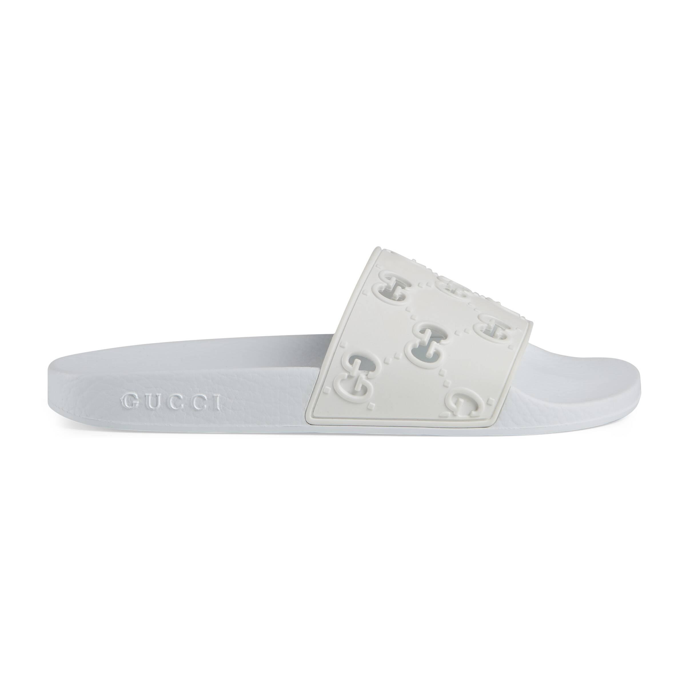 gucci white rubber slides