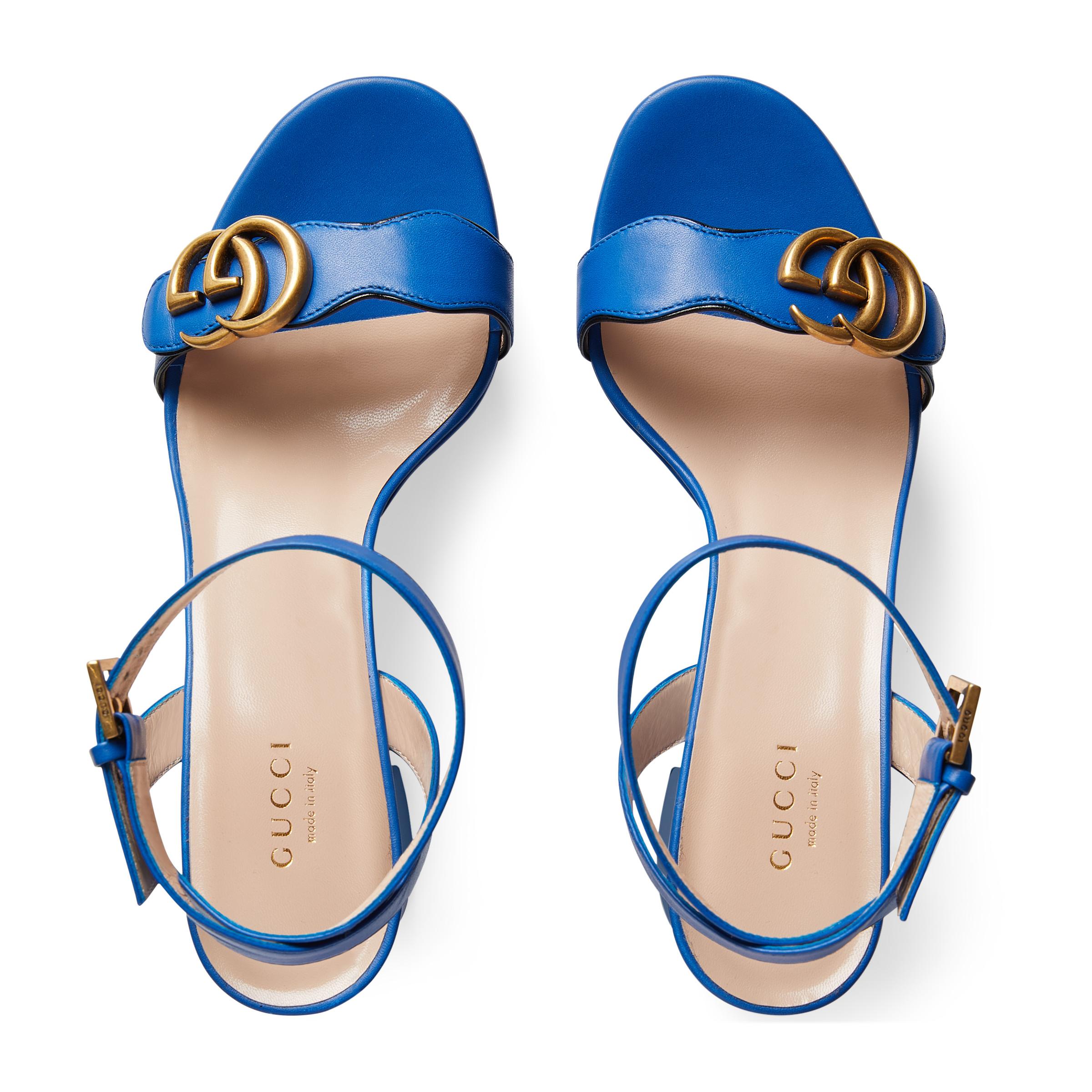 blue gucci platform sandal