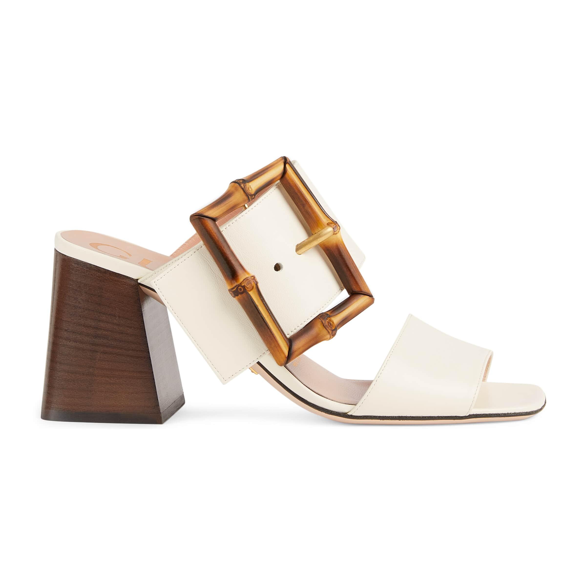 Gucci Sandal With Bamboo Buckle in White | Lyst