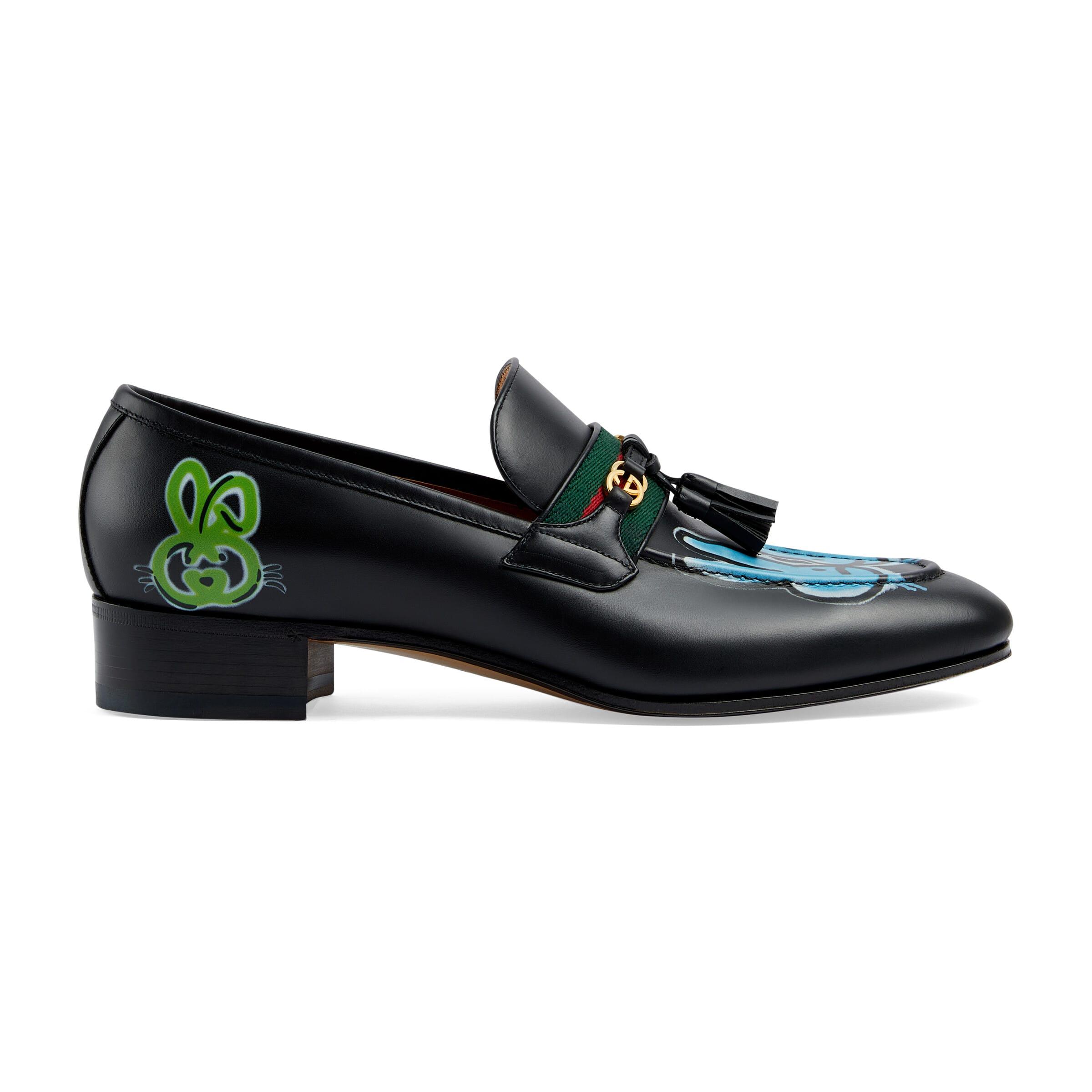 Gucci Loafer With Web And Interlocking G, Black, Leather for Men | Lyst