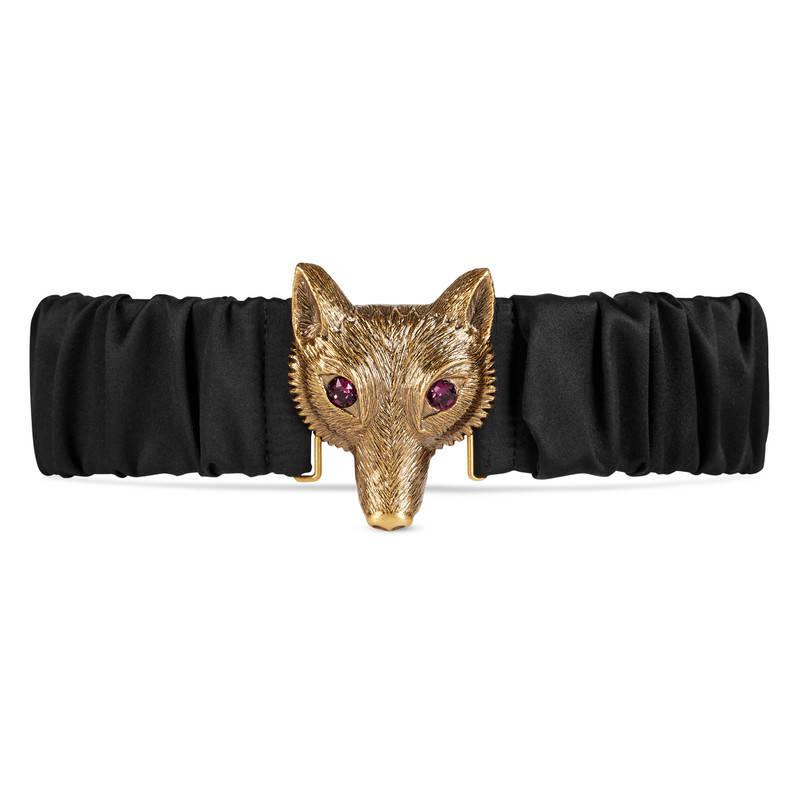 Gucci Satin Belt With Fox Buckle in 