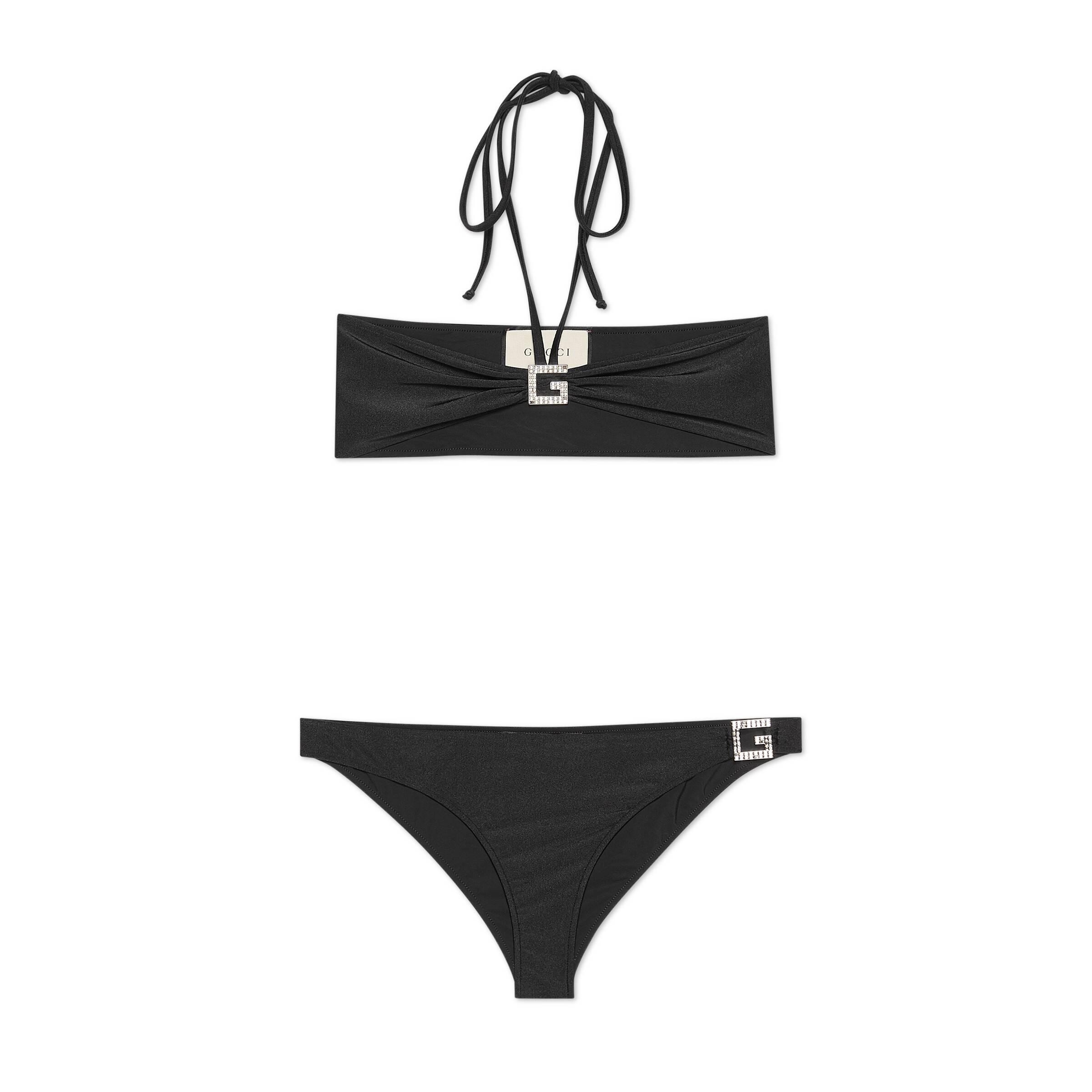 Gucci Bikini With Crystal Square G Details in Black | Lyst