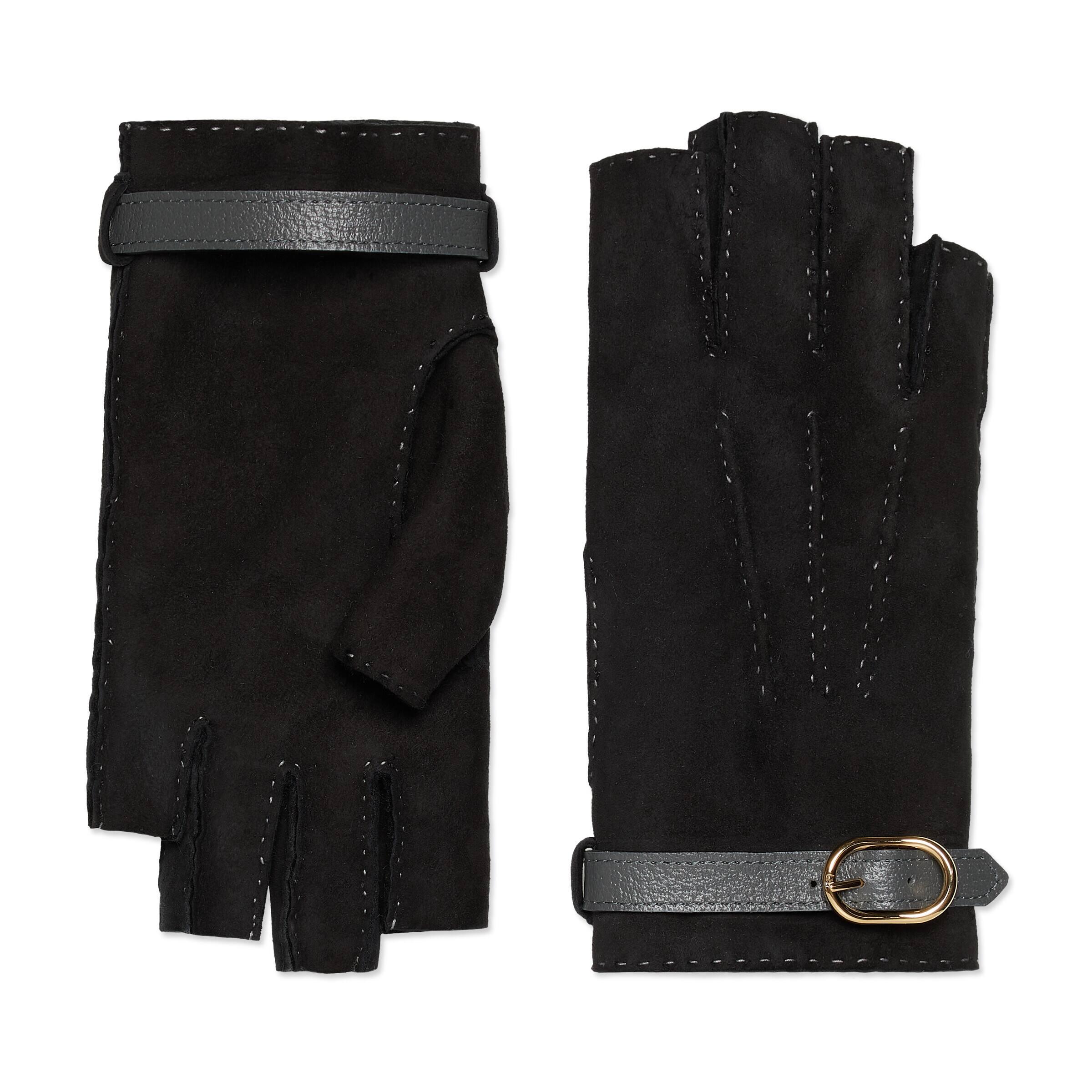 Gucci Suede Fingerless Gloves in Black for Men Lyst