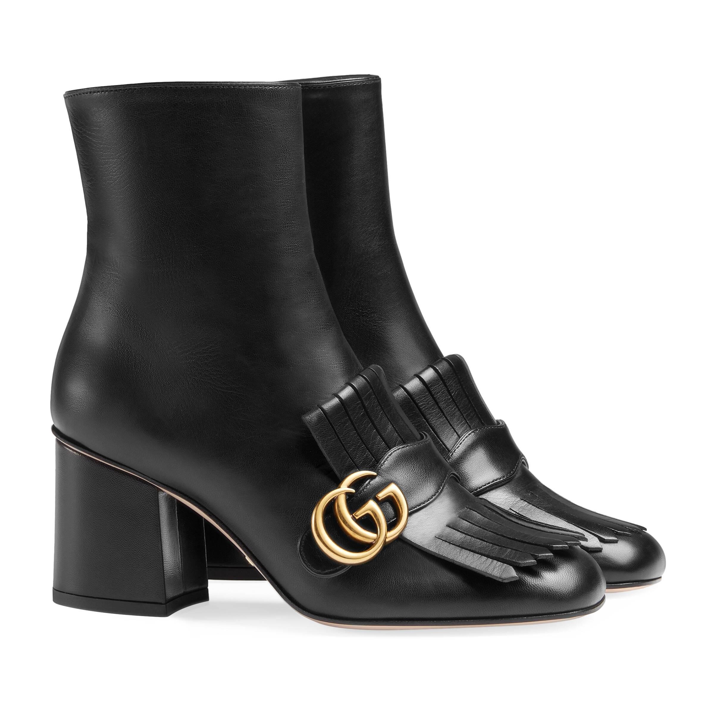 Gucci GG Kiltie Fringe Leather Booties Lyst