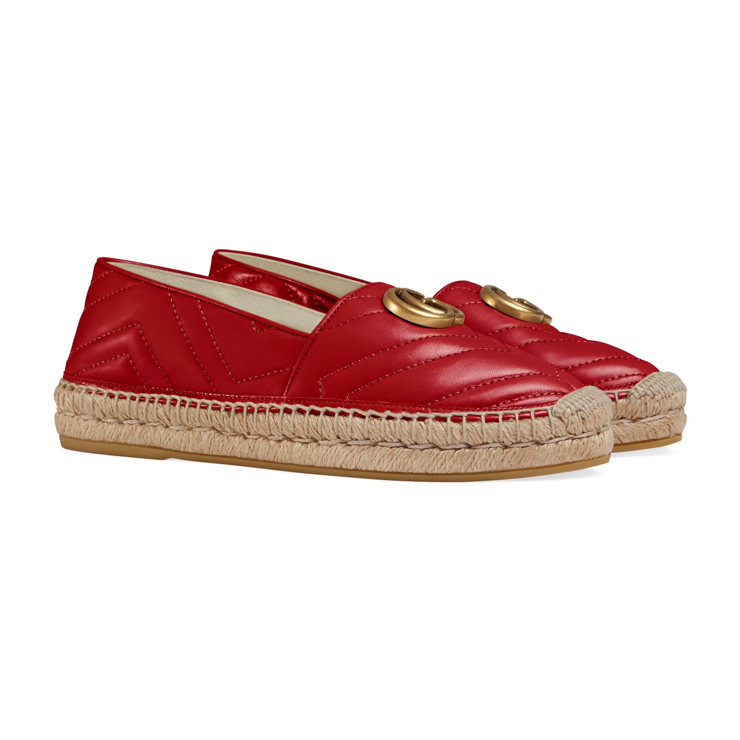 Gucci Chevron Quilted Espadrilles in Red | Lyst