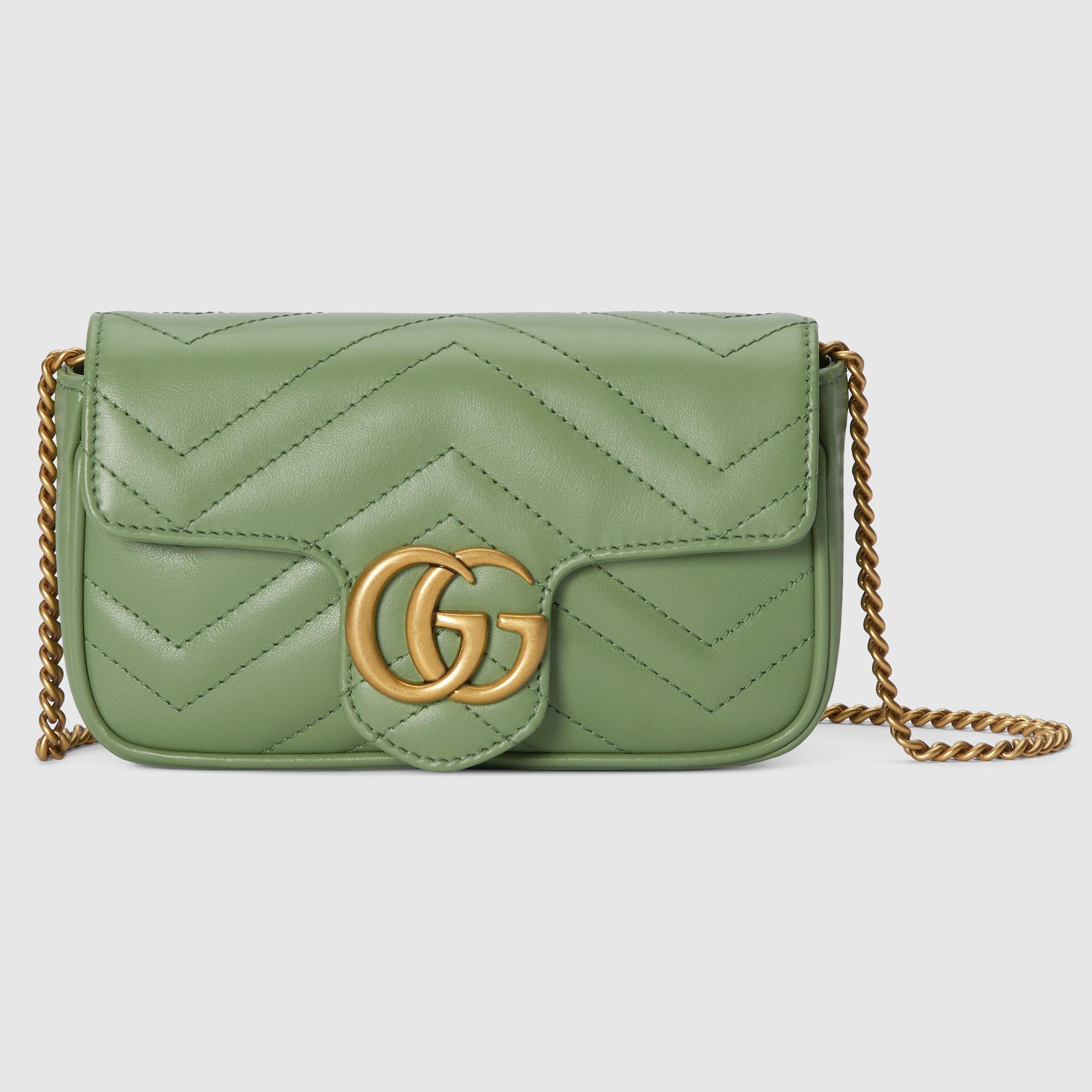 Gucci GG Marmont Matelassé Super Mini Bag in Green | Lyst