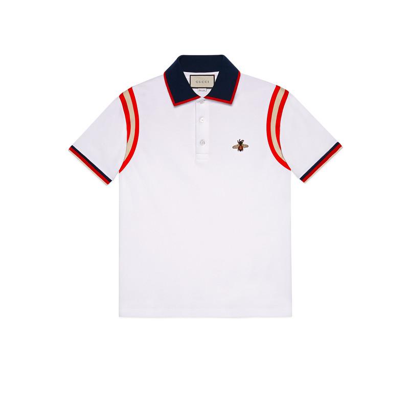 Gucci Cotton Polo With Bee in White for Men - Lyst