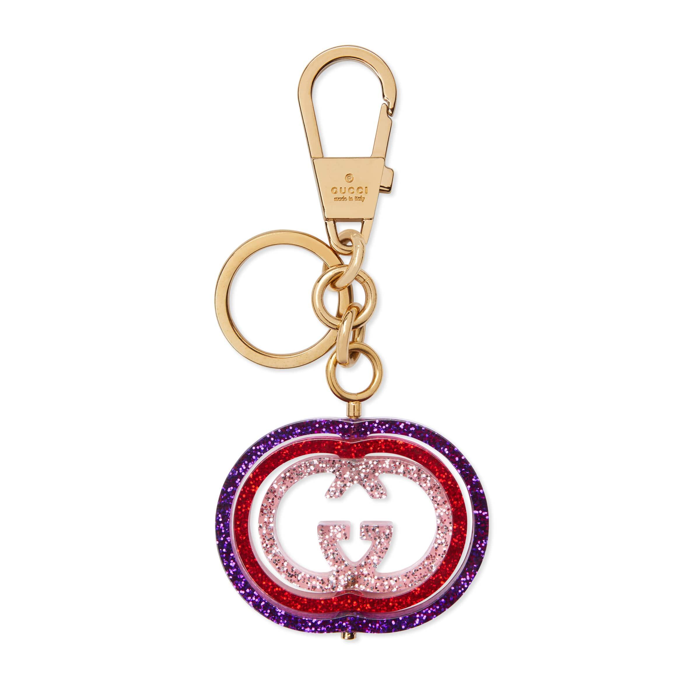 Gucci Interlocking G Glitter Keychain in Pink Lyst