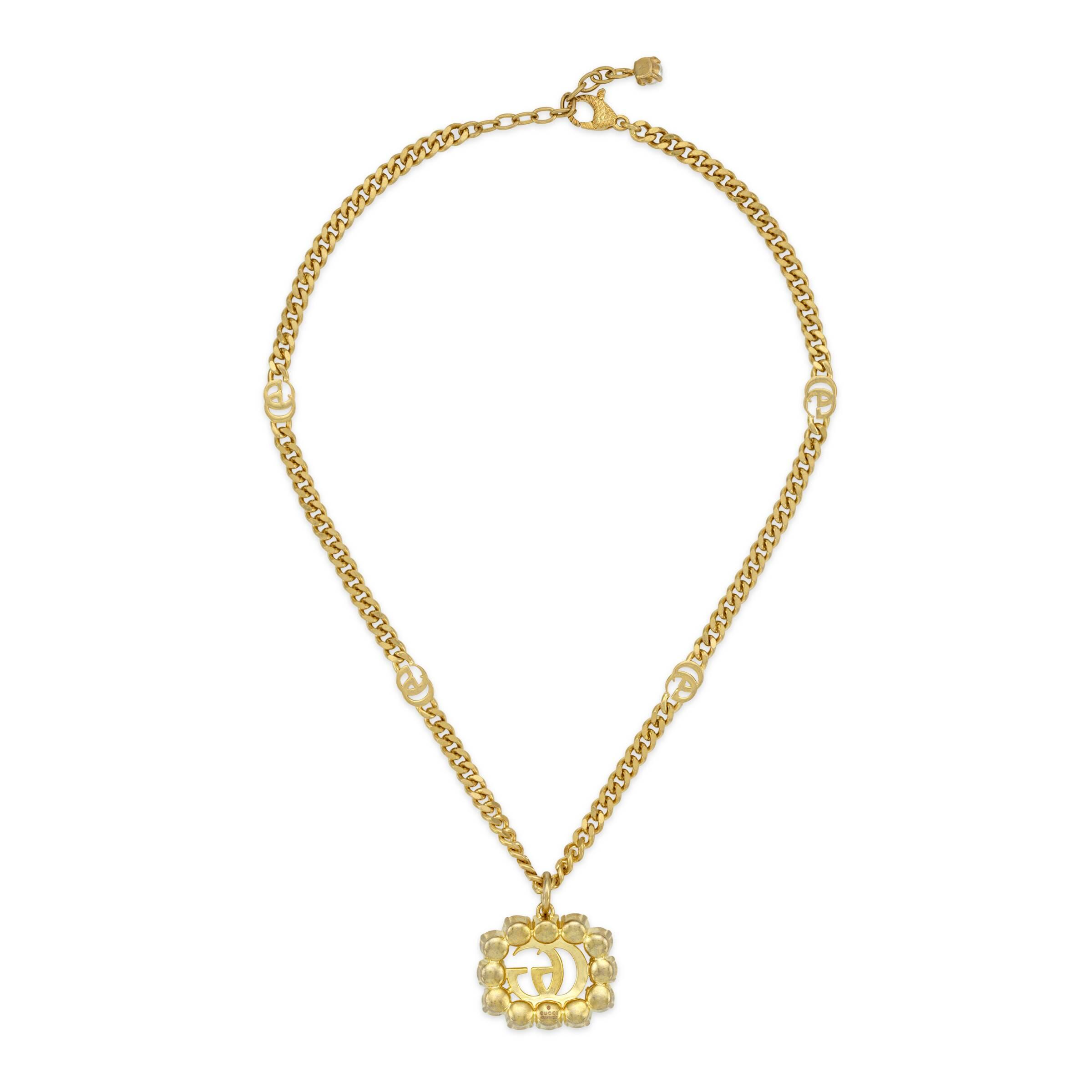 Gucci Pearl Double G Necklace in Metallic | Lyst