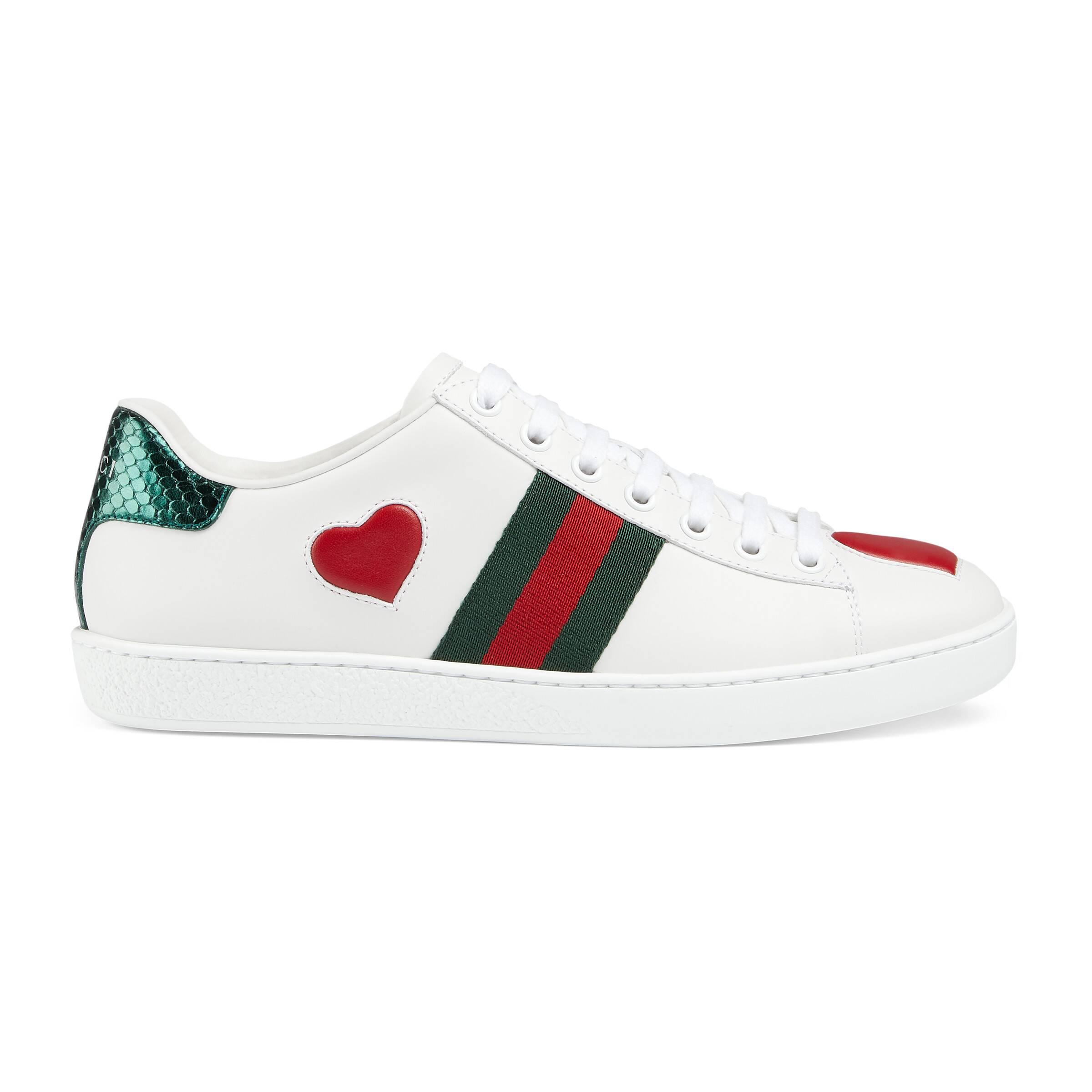 Gucci Leather Ace Embroidered Sneaker in White - Lyst