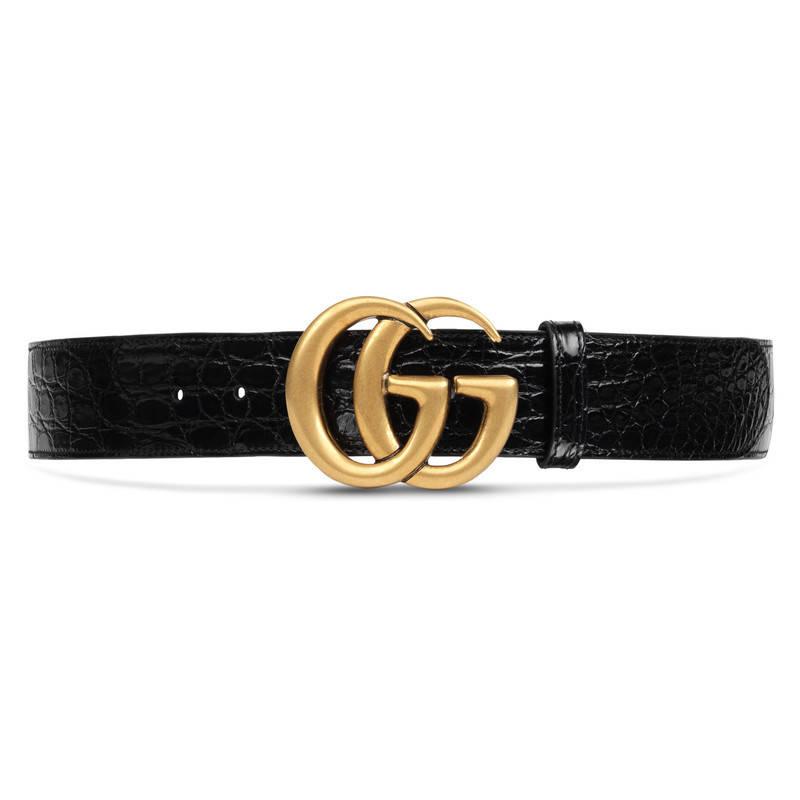 Gucci Crocodile Belt With Double G Buckle in Black for Men | Lyst