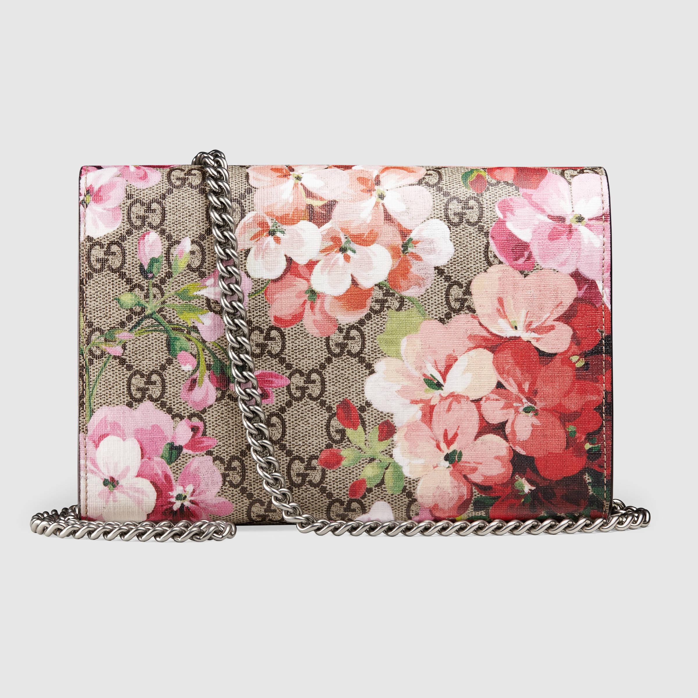 Gucci Leather GG Blooms Dionysus Wallet On A Chain in Pink - Lyst