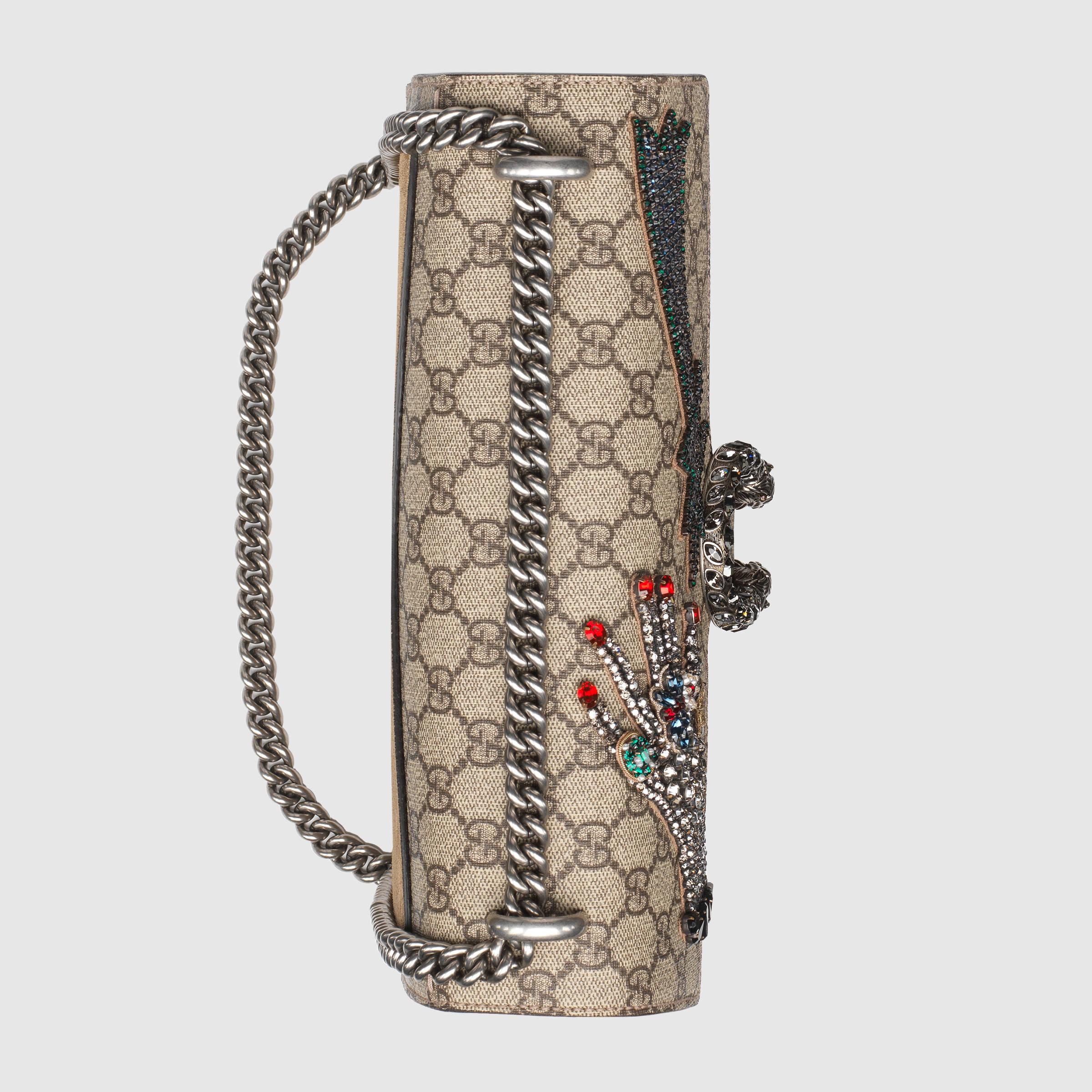 Lyst - Gucci Dionysus Embroidered GG Supreme Canvas Shoulder Bag in Natural