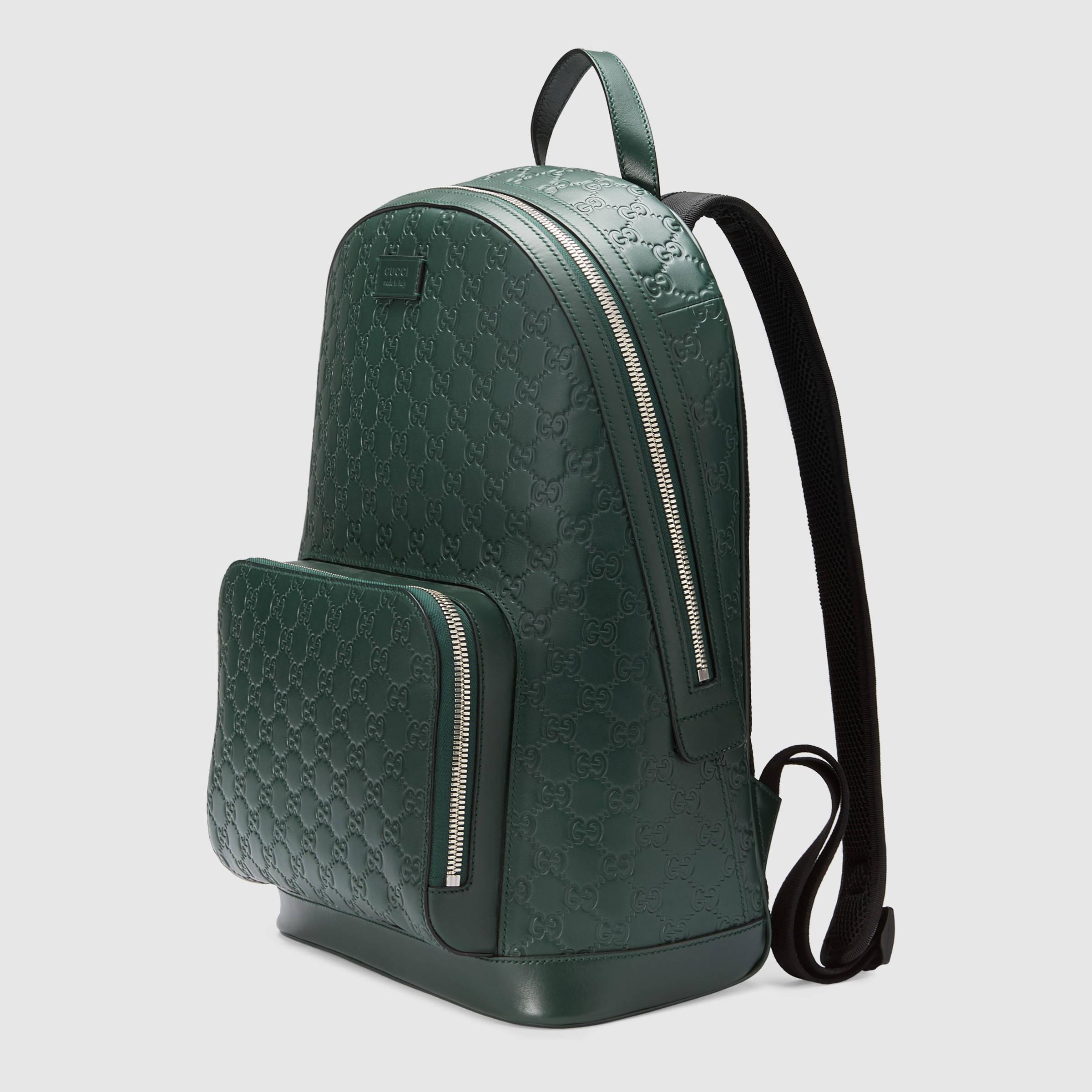 Leather backpack Gucci Green in Leather - 25016411