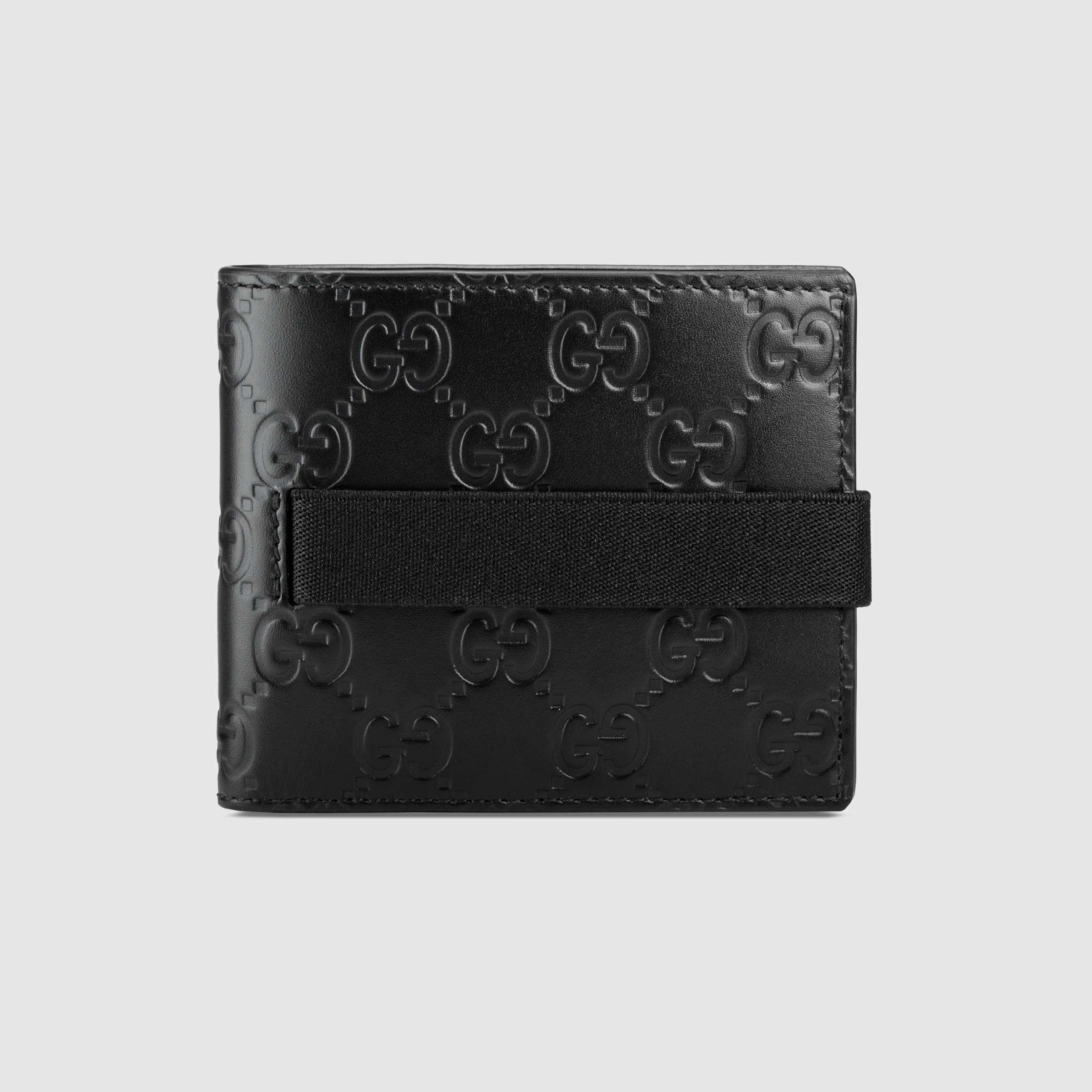 Gucci Leather Elastic Signature Wallet in Black for Men - Lyst