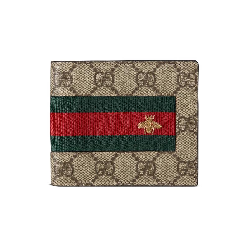Gucci Web Gg Supreme Wallet in Green for Men | Lyst