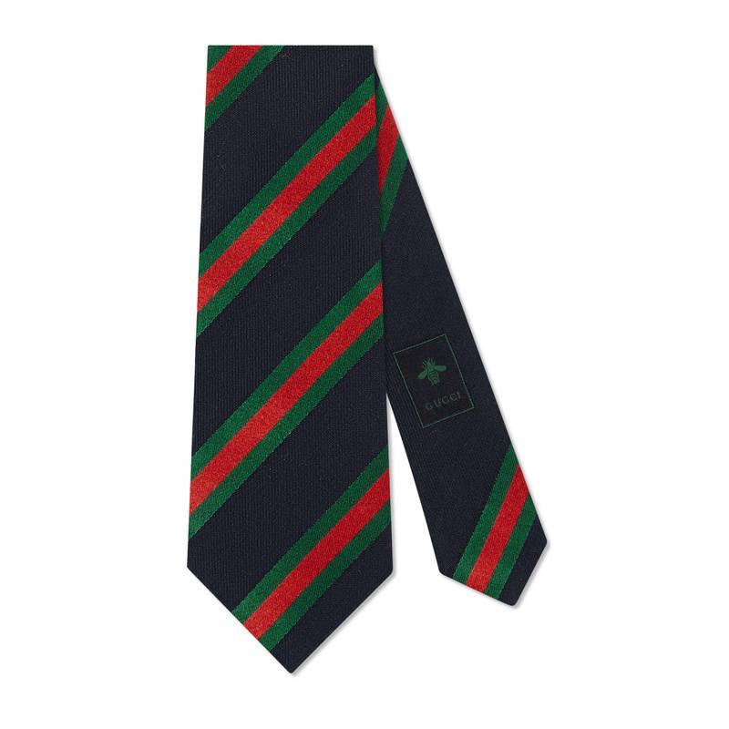Gucci Regimental Stripe Silk Cotton Tie in Blue for Men Lyst