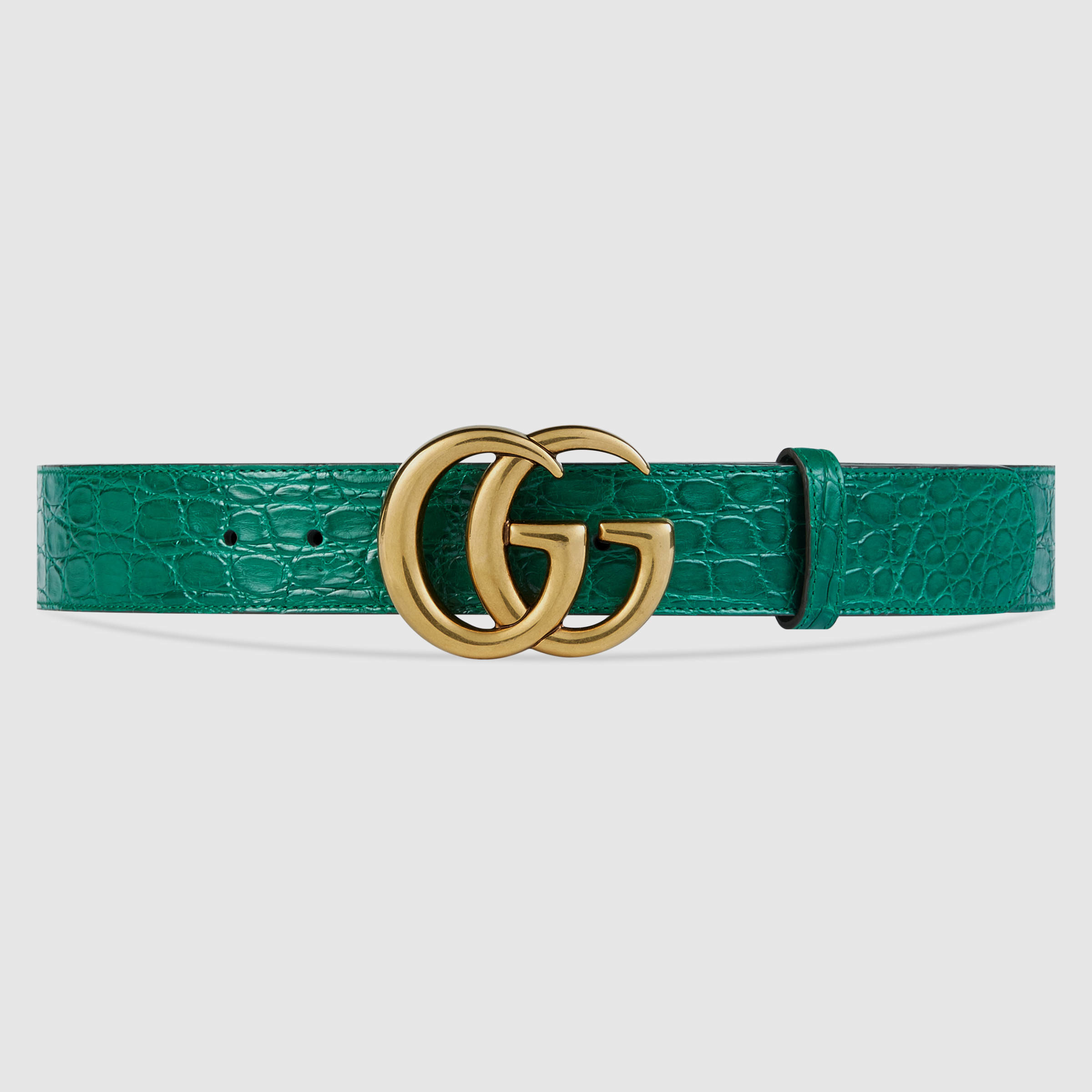 Gucci Crocodile Belt With Double G Buckle in Green | Lyst