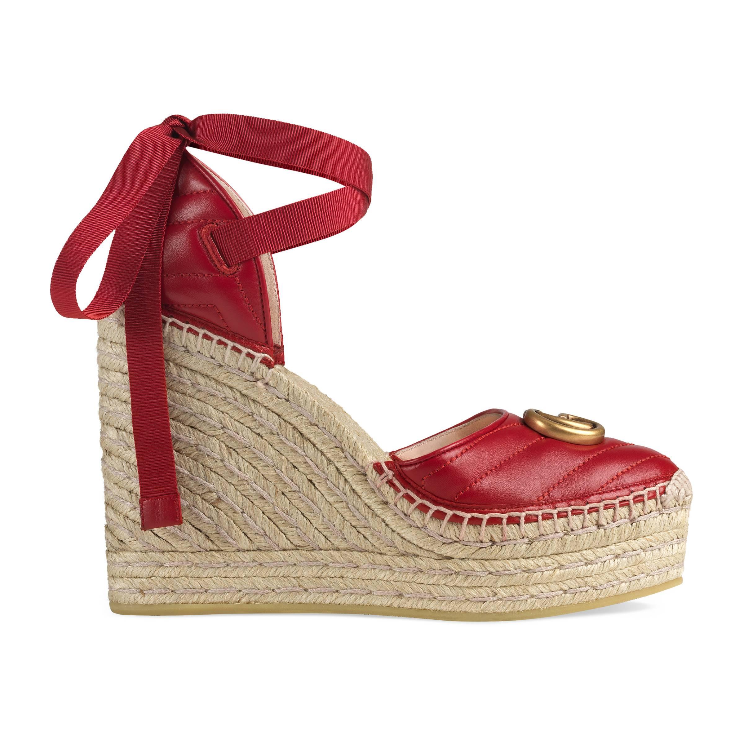 Gucci Leather Platform Espadrille in Red - Save 13% - Lyst
