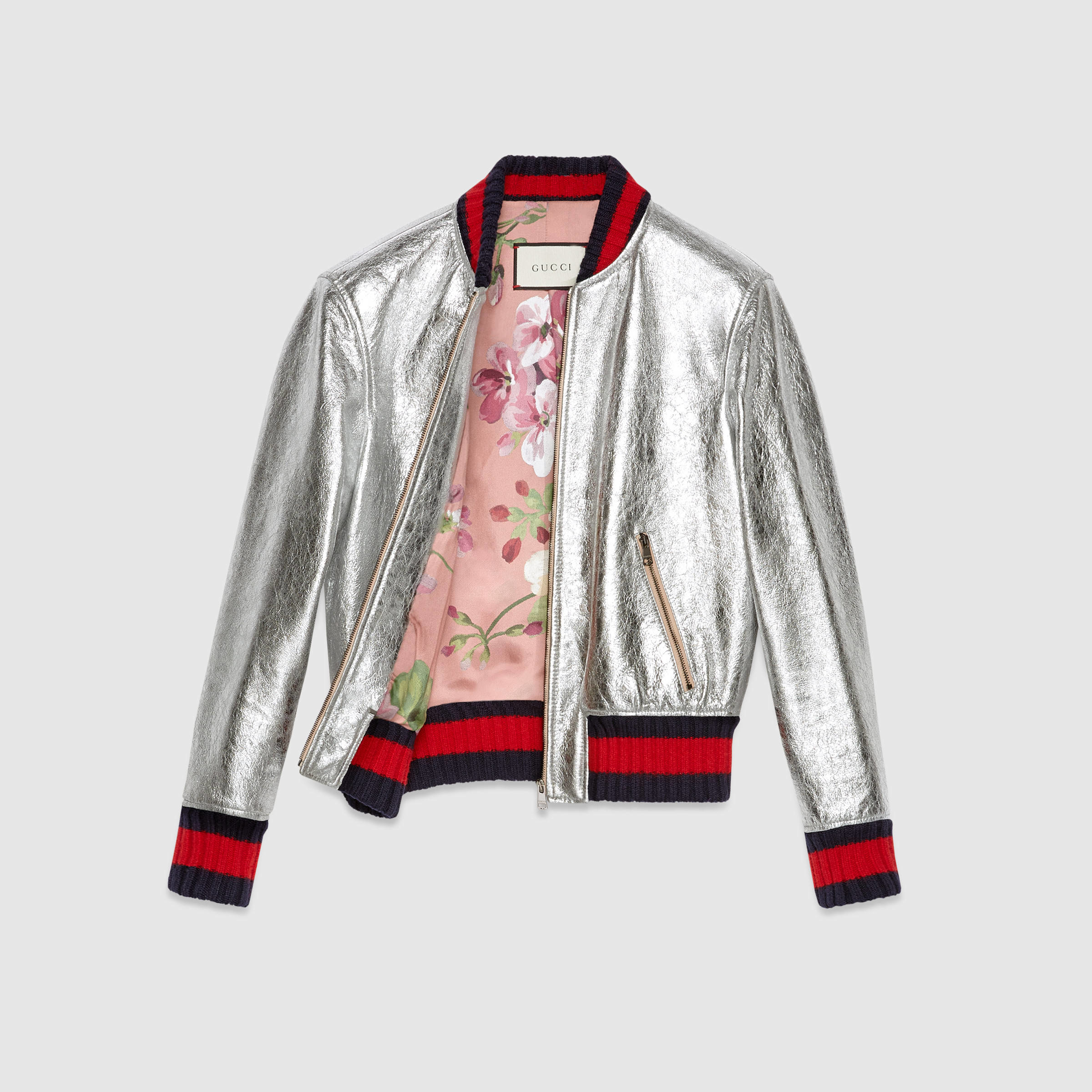 gucci silver bomber jacket