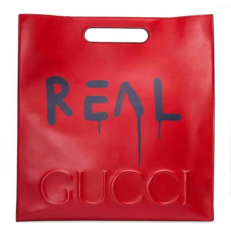 Gucci Ghost Large Leather Tote Bag in Red | Lyst