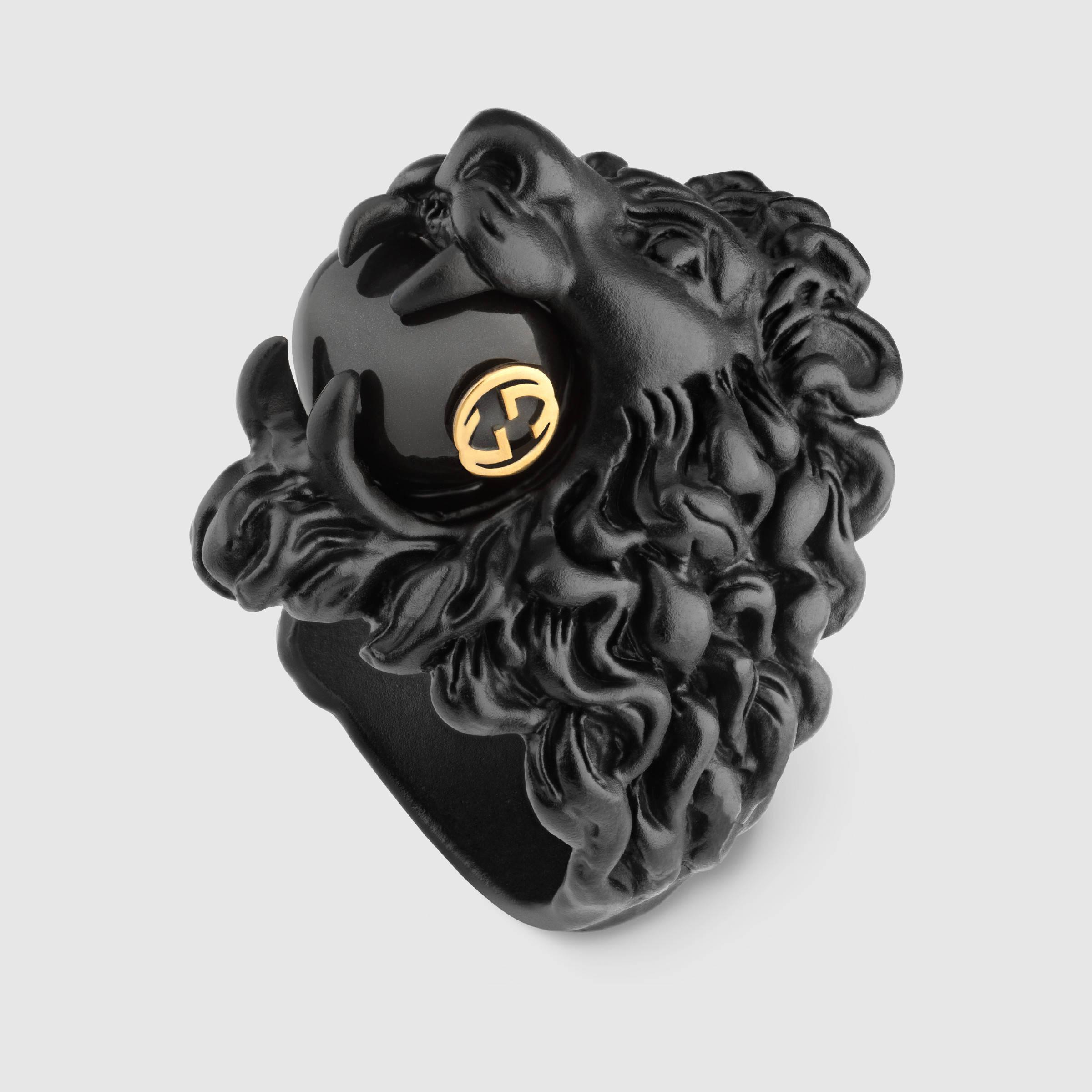 gucci lion ring pearl