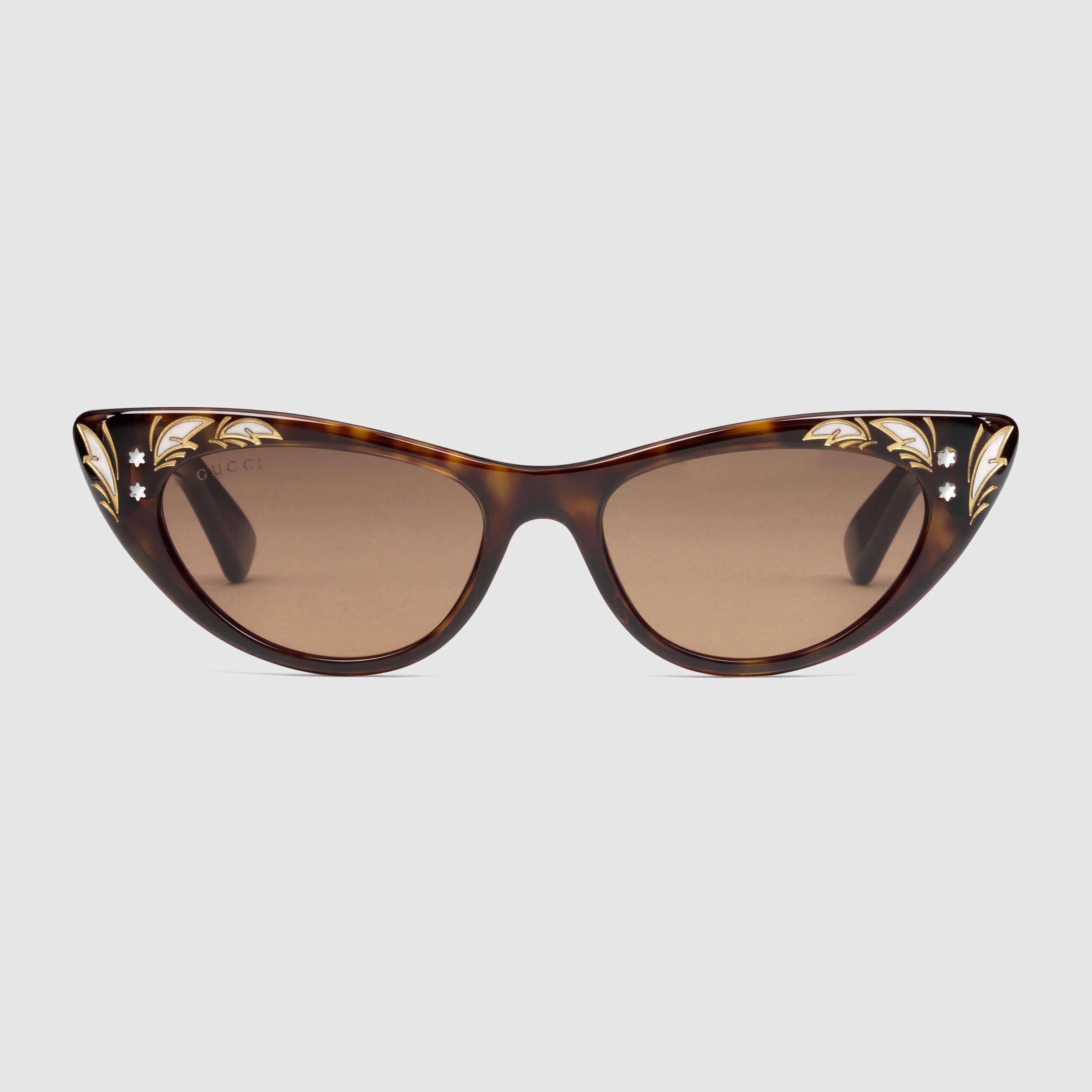 Gucci Cat Eye Sunglasses in Brown | Lyst