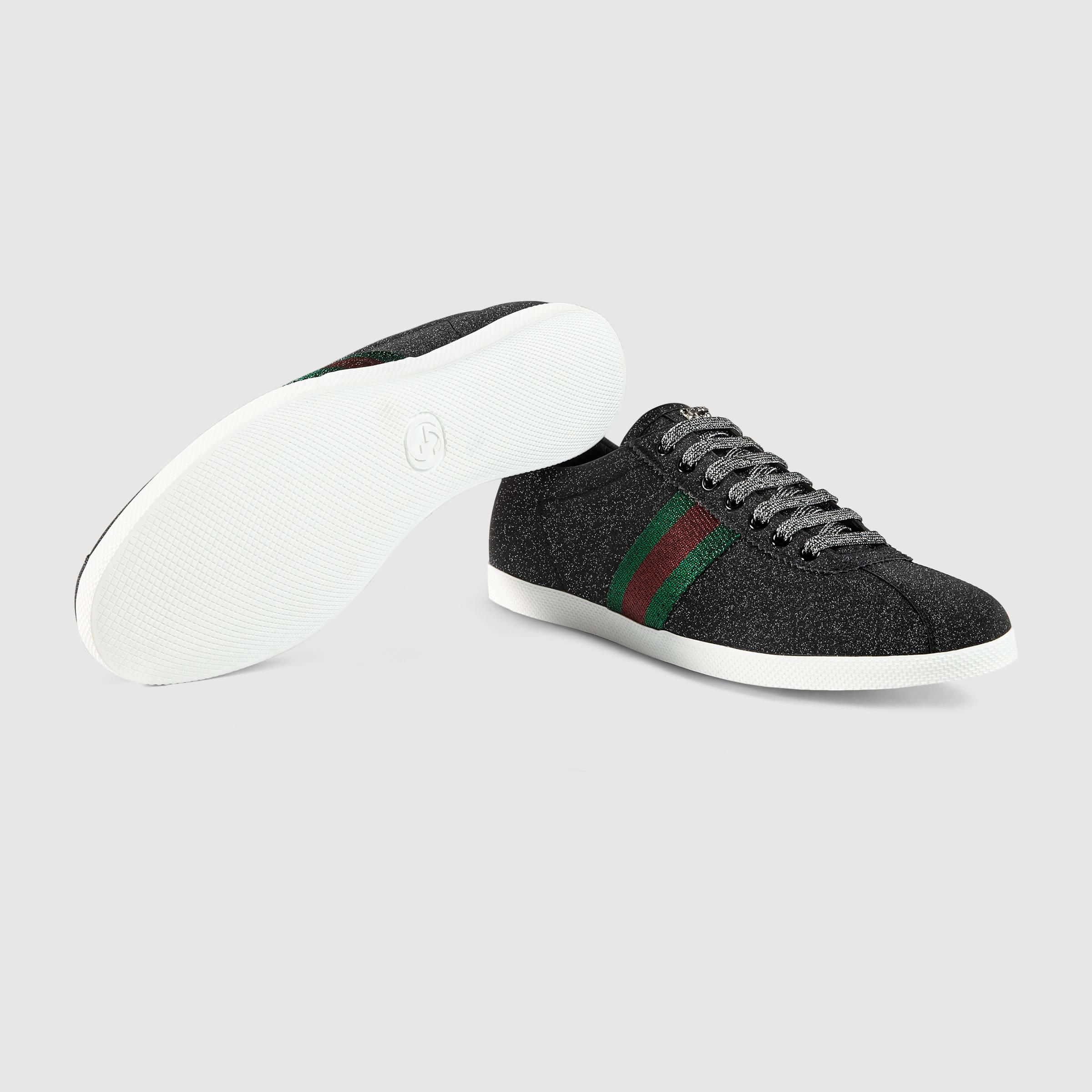Gucci Glitter Web Sneaker in Black for 
