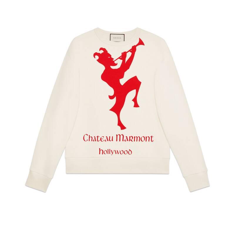 Gucci Sweatshirt With Chateau Marmont Print in White for Men Lyst