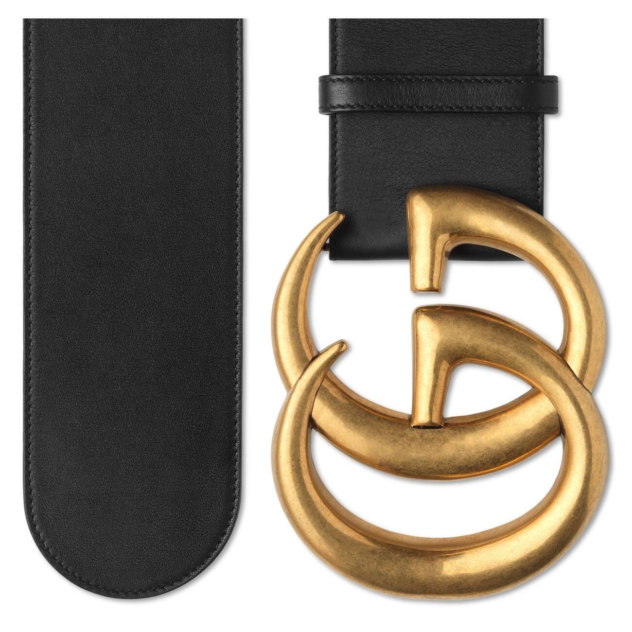Gucci Wide Leather Belt With Double G in White Lyst