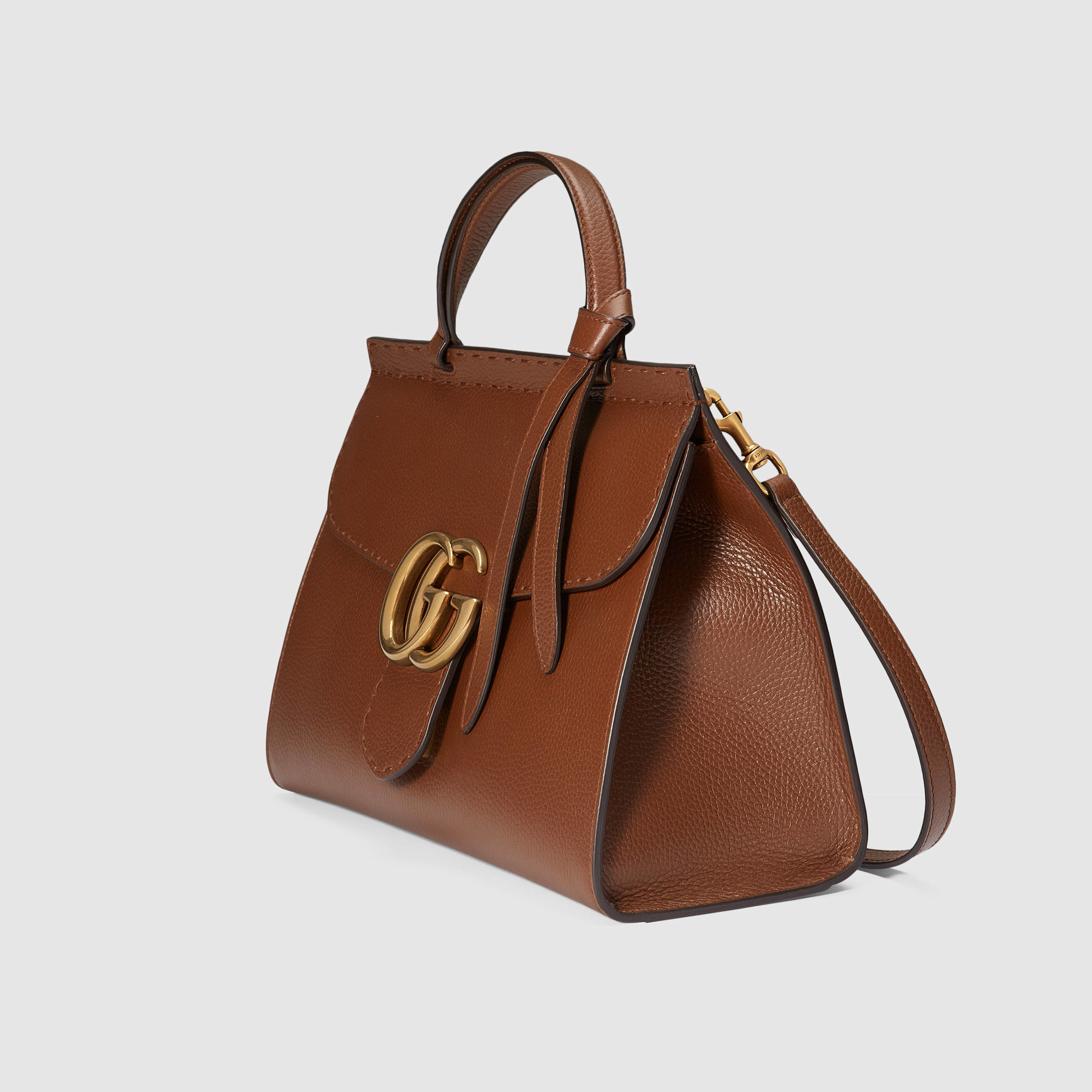 gg marmont leather top handle bag